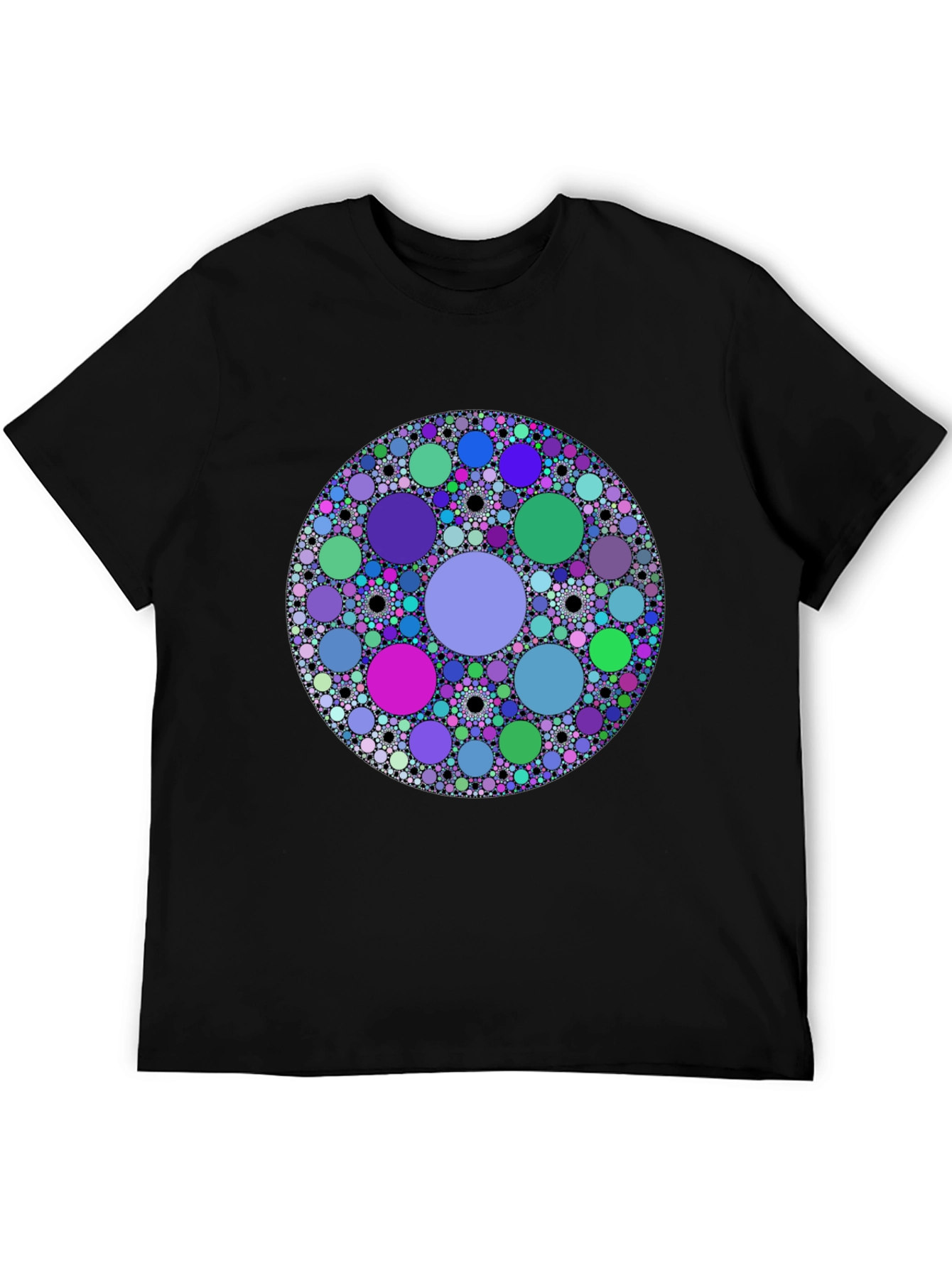 Abstract Circle Pattern Black T-Shirt
