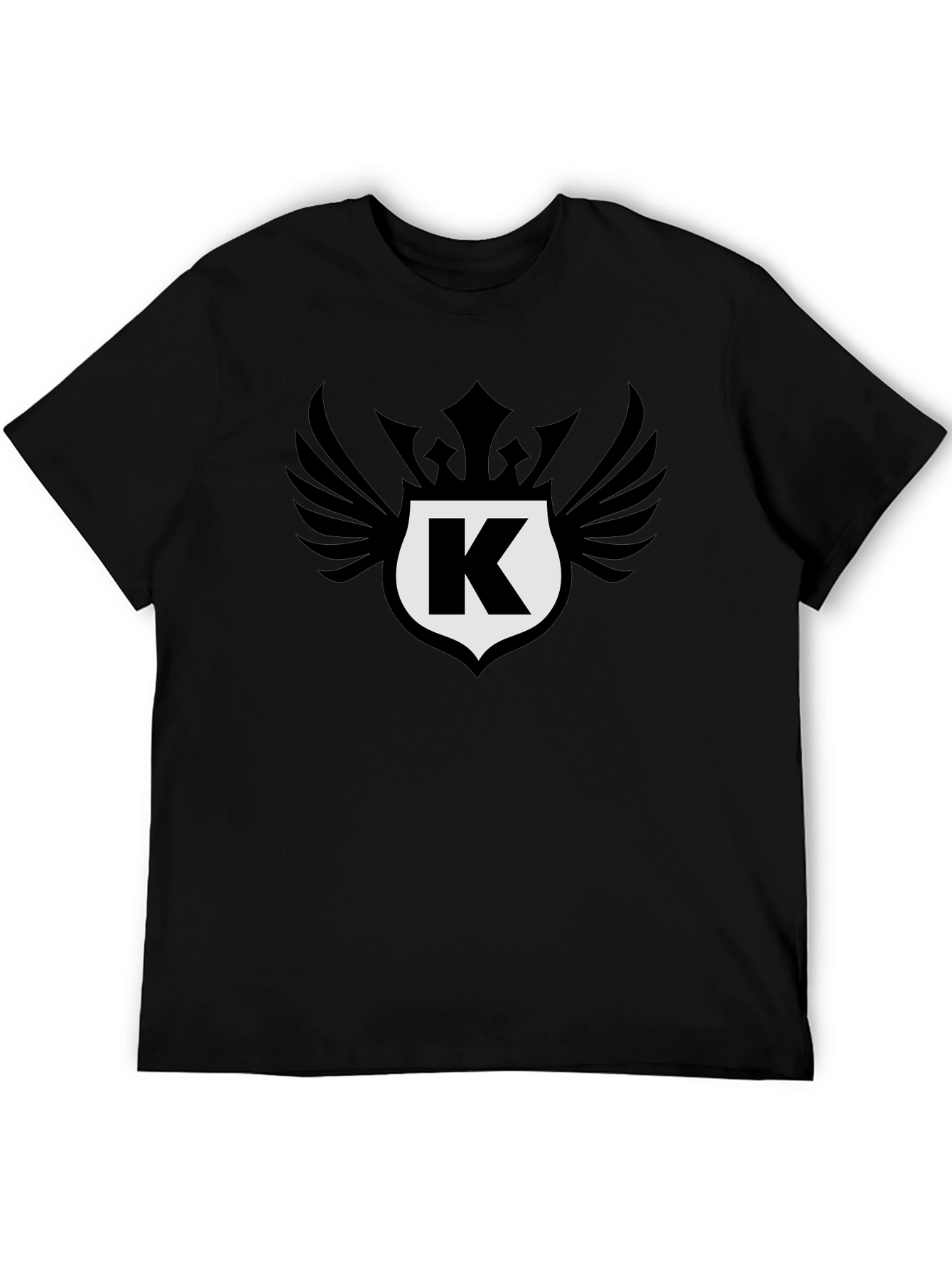 Stylish Black T-Shirt with Letter K Crest Design