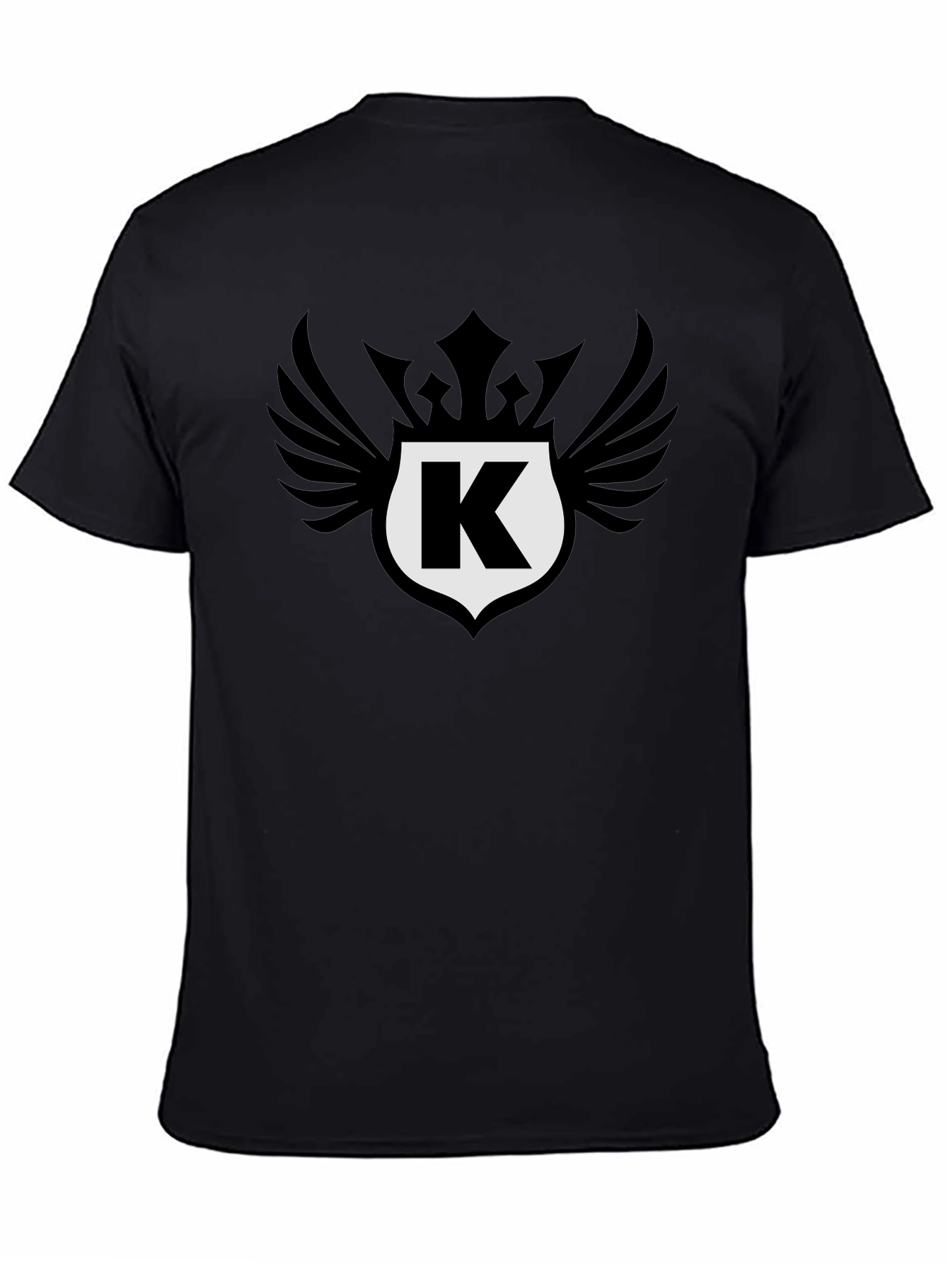 Stylish Black T-Shirt with Letter K Crest Design