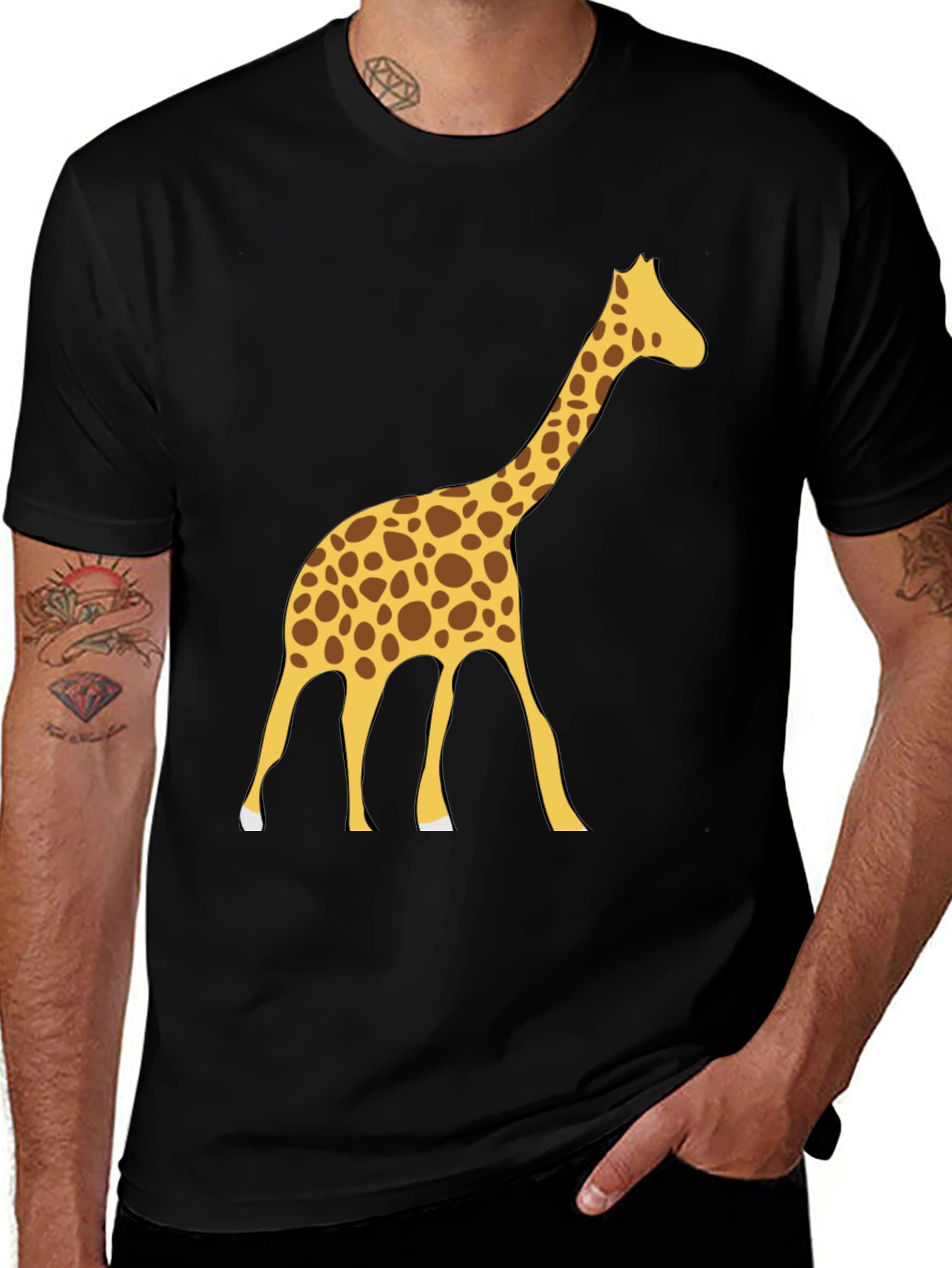 Giraffe Graphic Tee - Black Cotton Blend