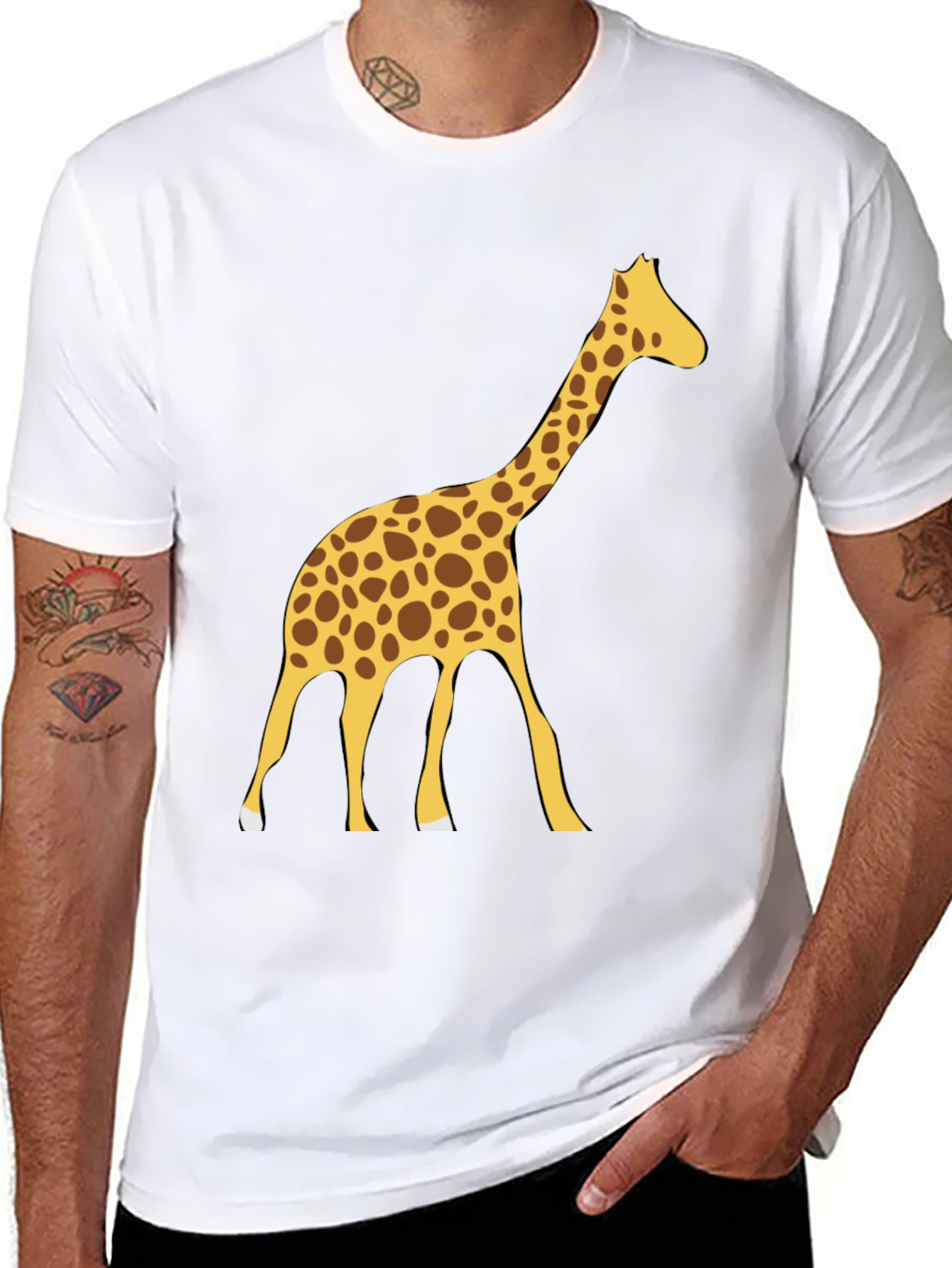 Giraffe Graphic Tee - Black Cotton Blend