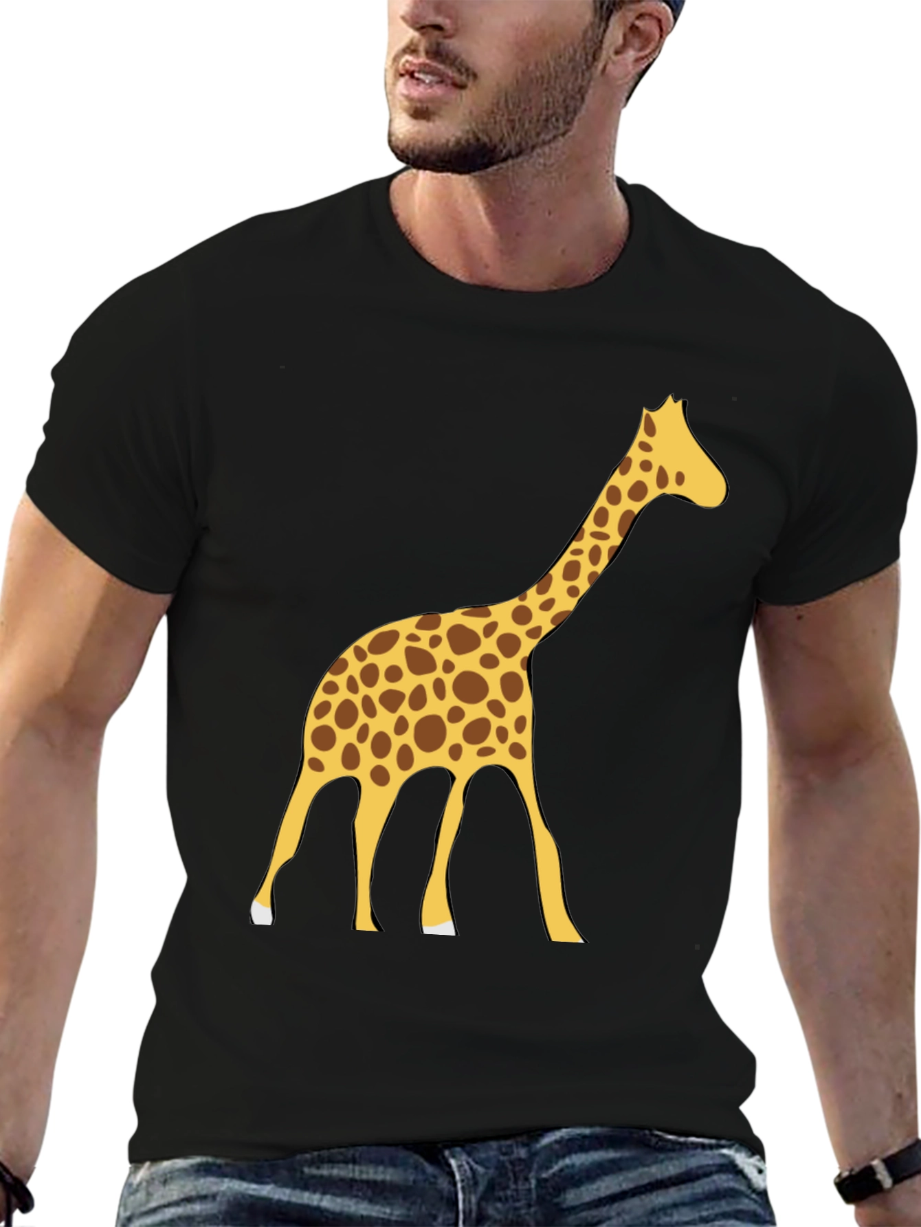 Giraffe Graphic Tee - Black Cotton Blend