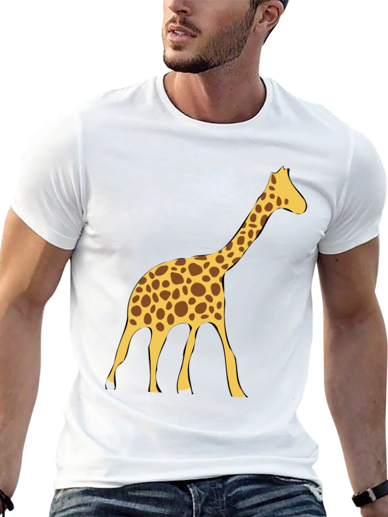 Giraffe Graphic Tee - Black Cotton Blend