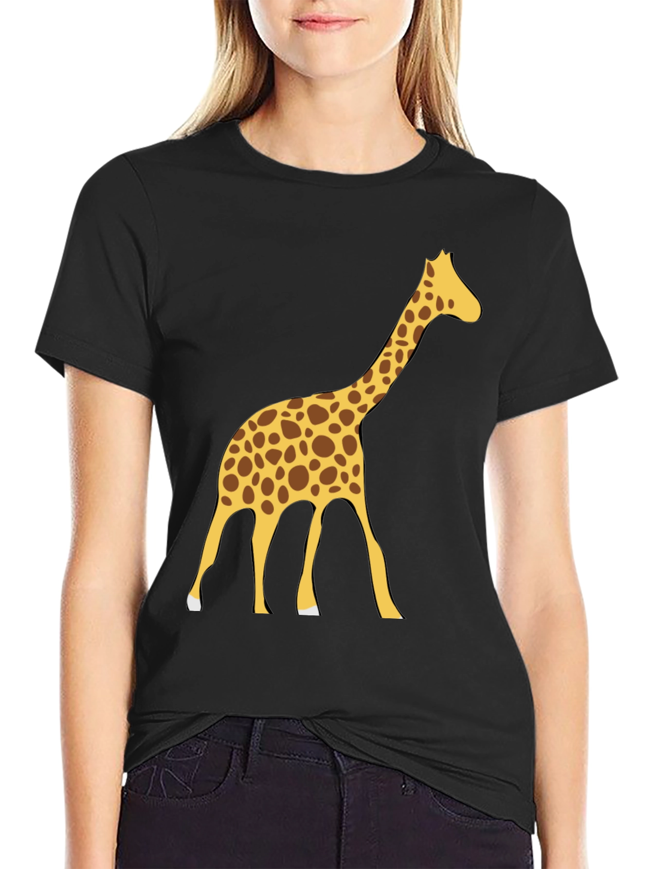 Giraffe Graphic Tee - Black Cotton Blend