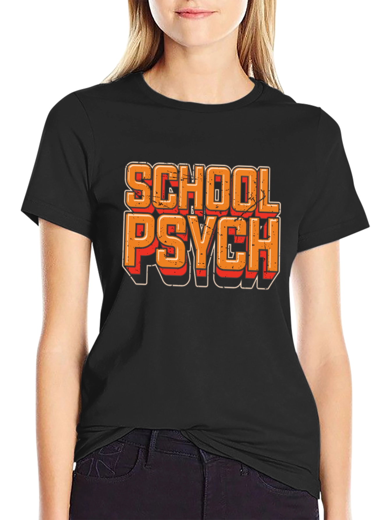 School Psych Retro Style T-Shirt - Black