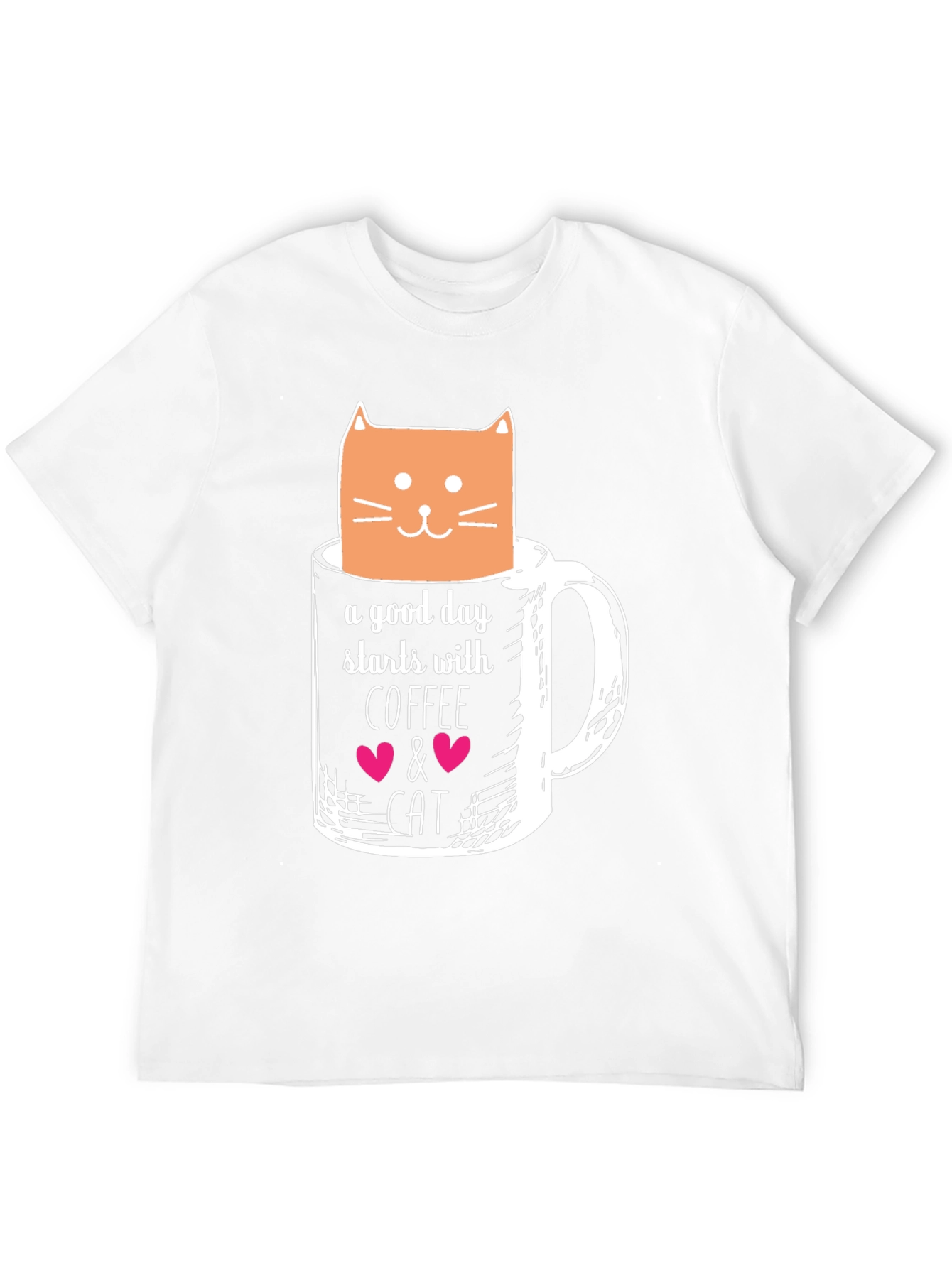 Coffee and Cat Graphic T-Shirt