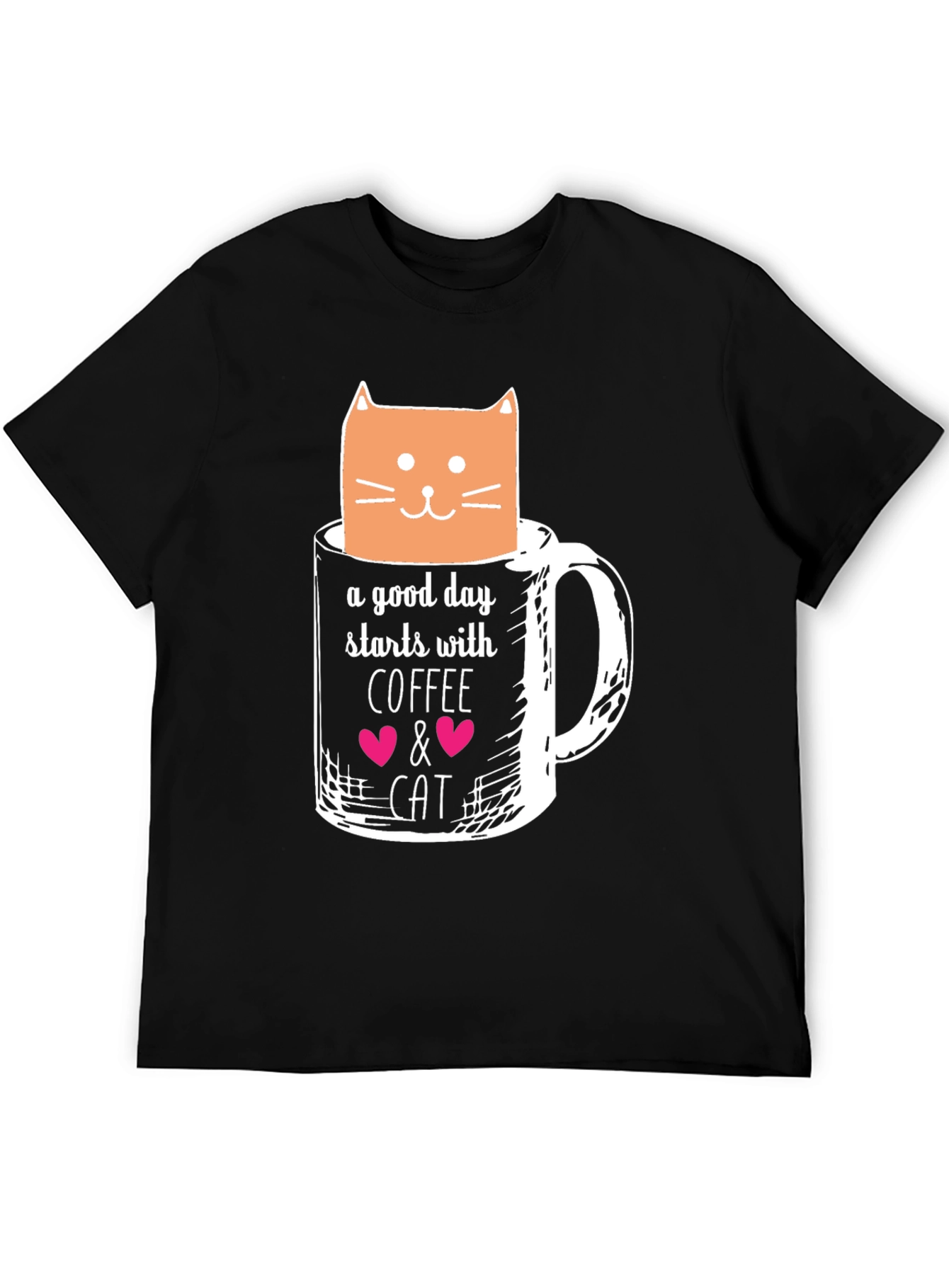 Coffee and Cat Graphic T-Shirt