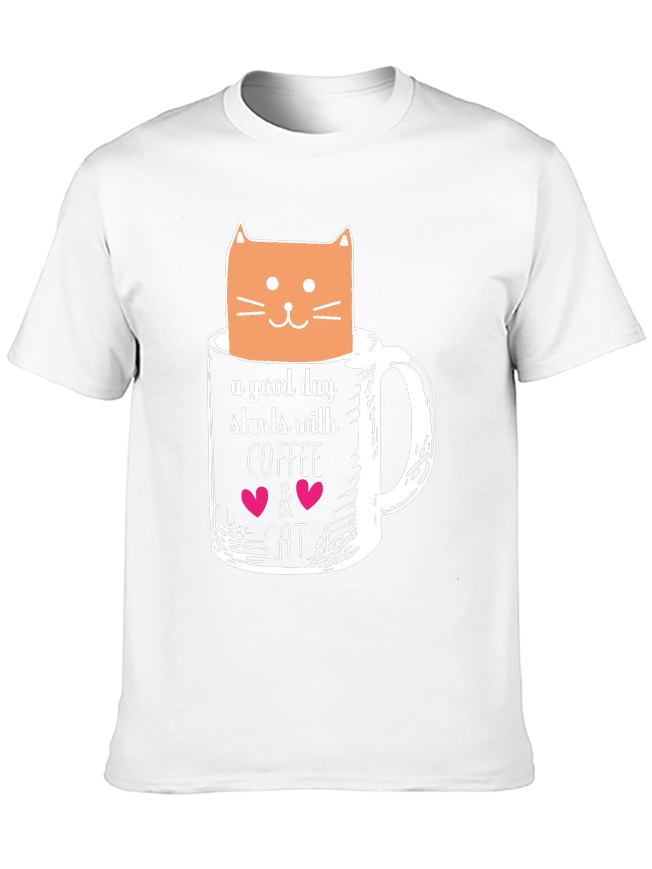 Coffee and Cat Graphic T-Shirt