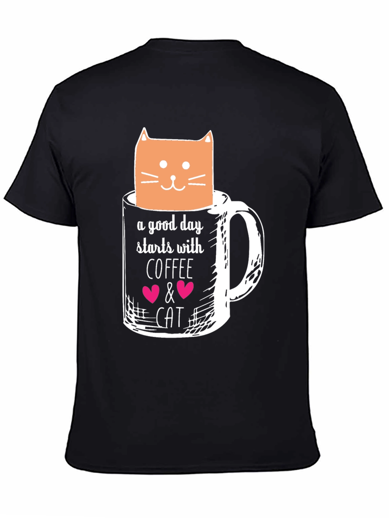 Coffee and Cat Graphic T-Shirt