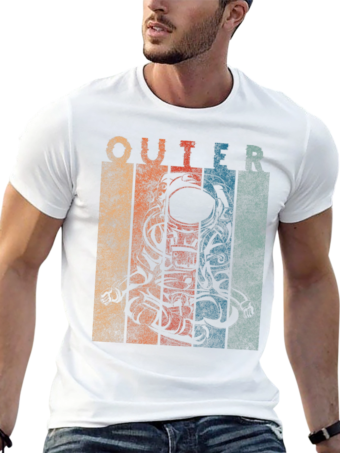 Retro Outer Space Astronaut Graphic T-Shirt