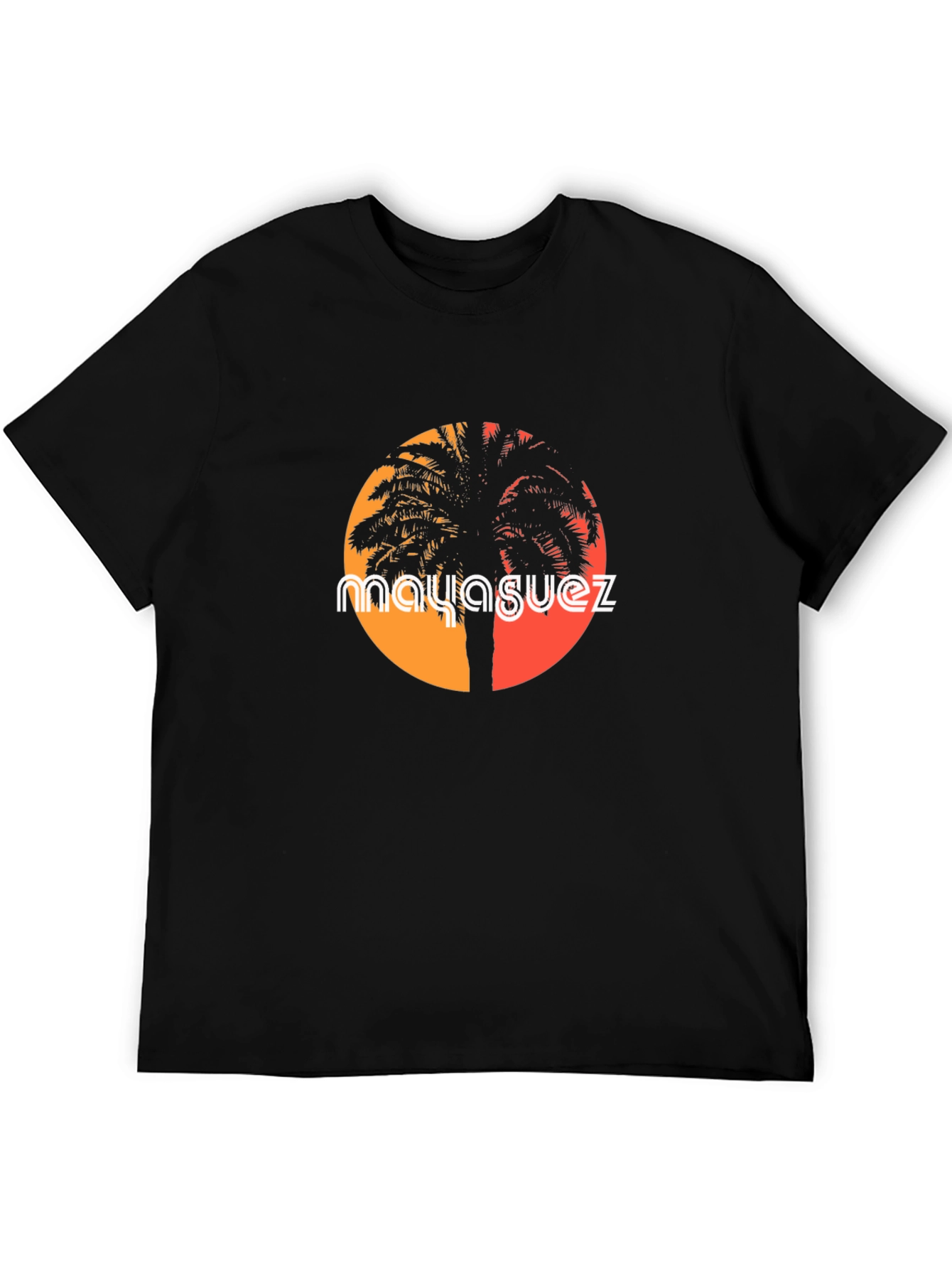 Mayaguez Palm Tree Sunset Graphic Tee - Black T-Shirt