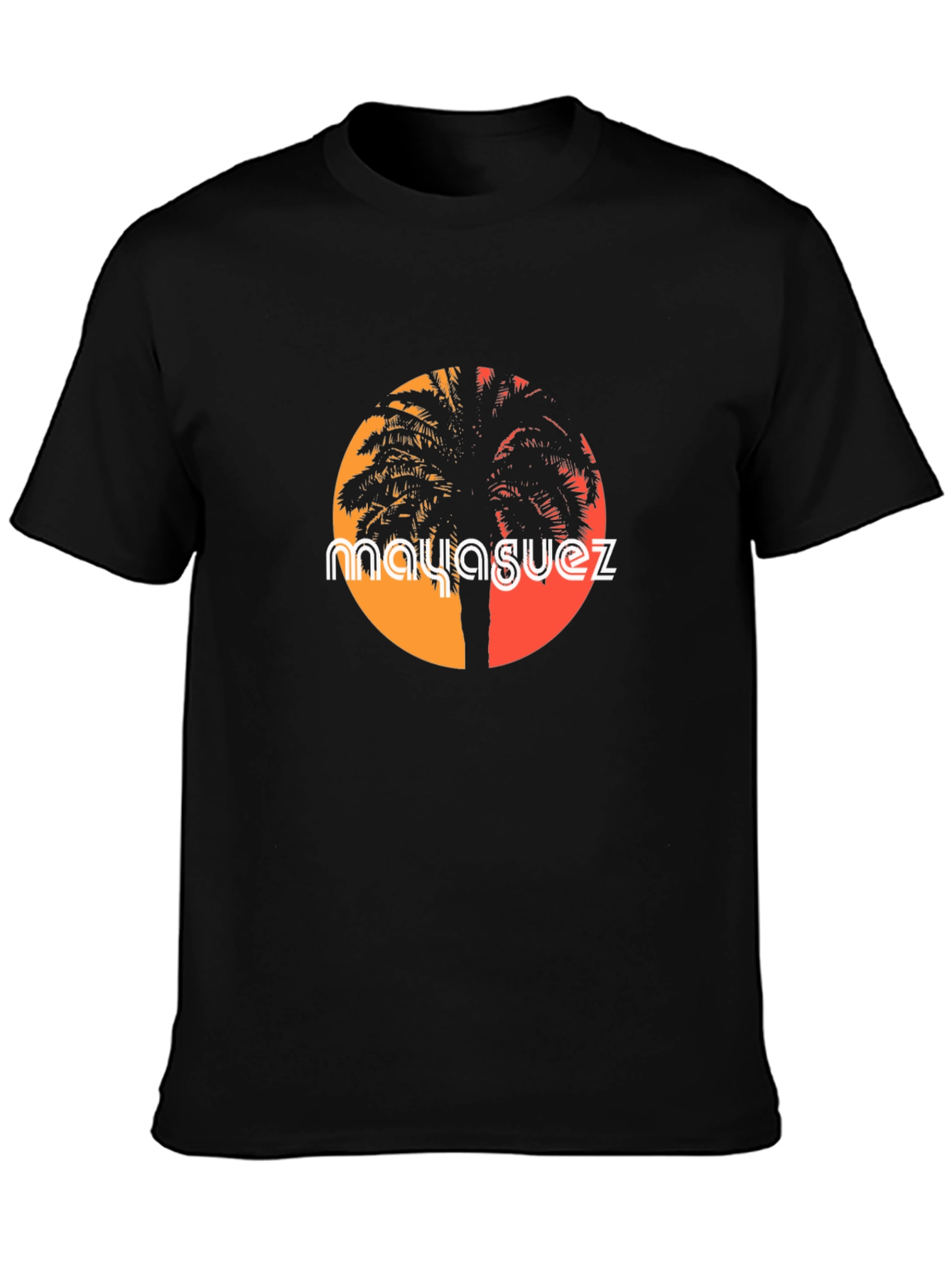 Mayaguez Palm Tree Sunset Graphic Tee - Black T-Shirt
