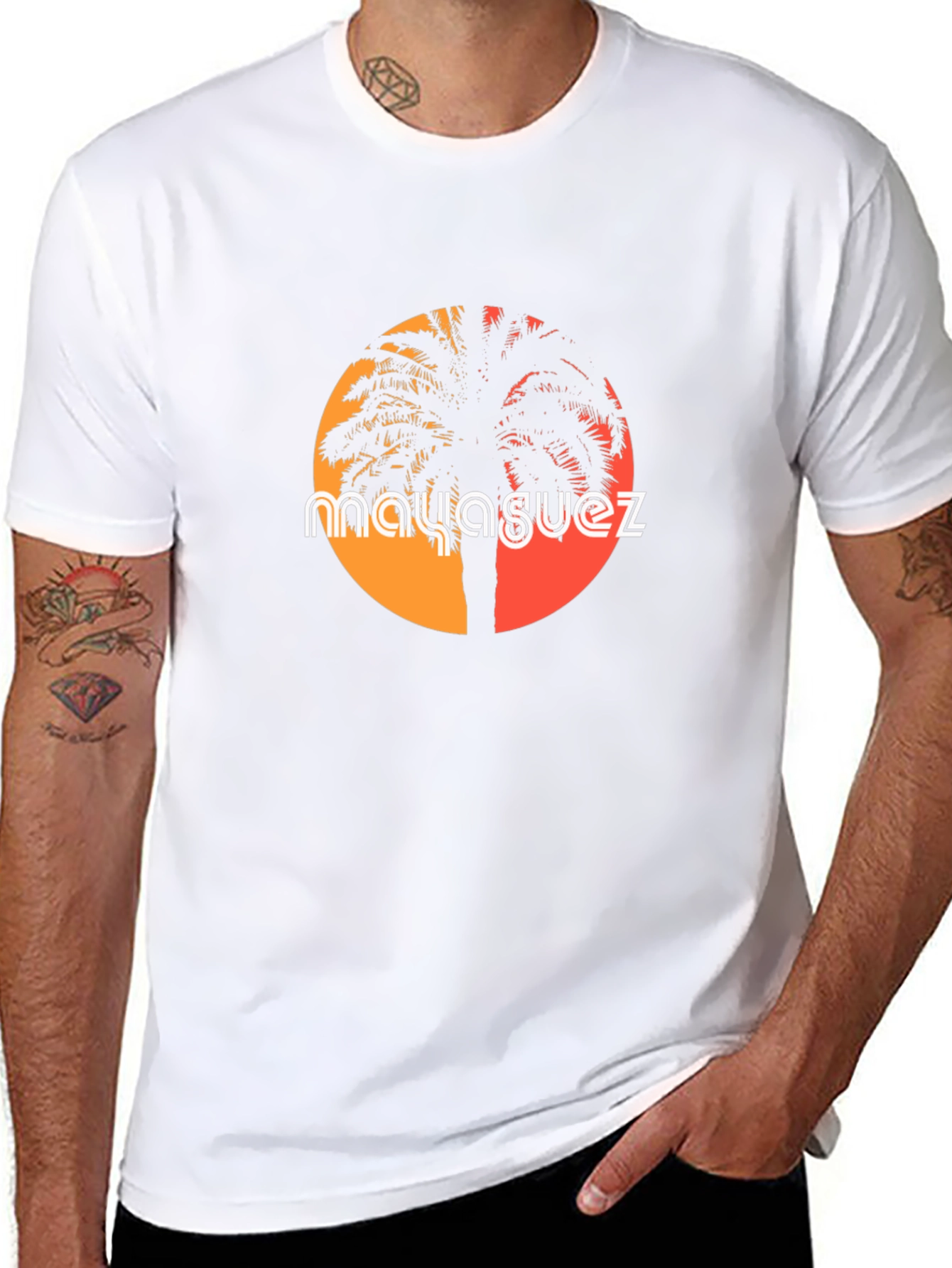 Mayaguez Palm Tree Sunset Graphic Tee - Black T-Shirt