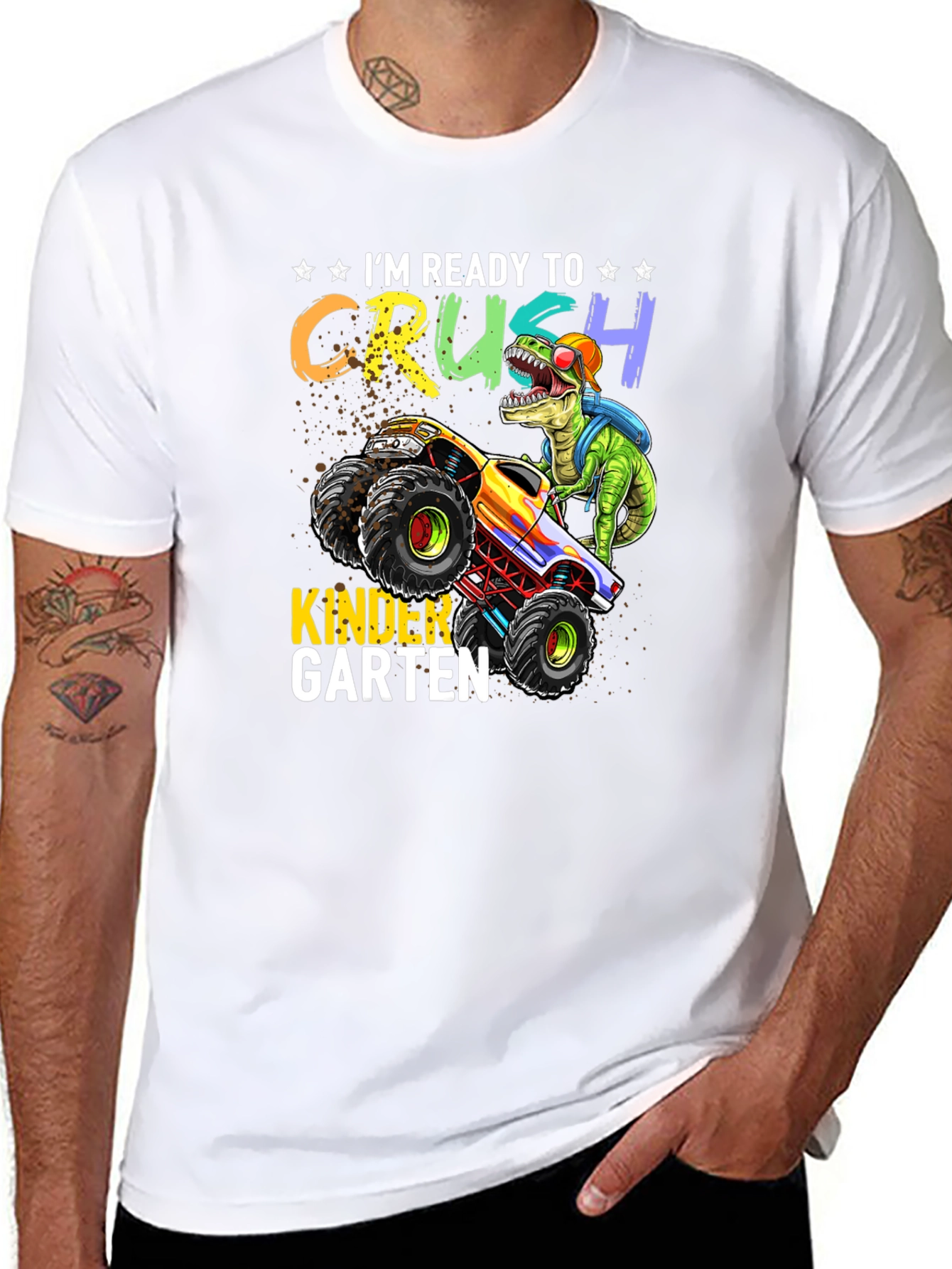 Ready to Crush Kindergarten Dinosaur Monster Truck T-Shirt