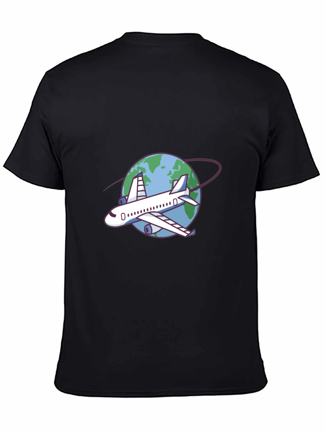 Airplane Around the World Black T-Shirt