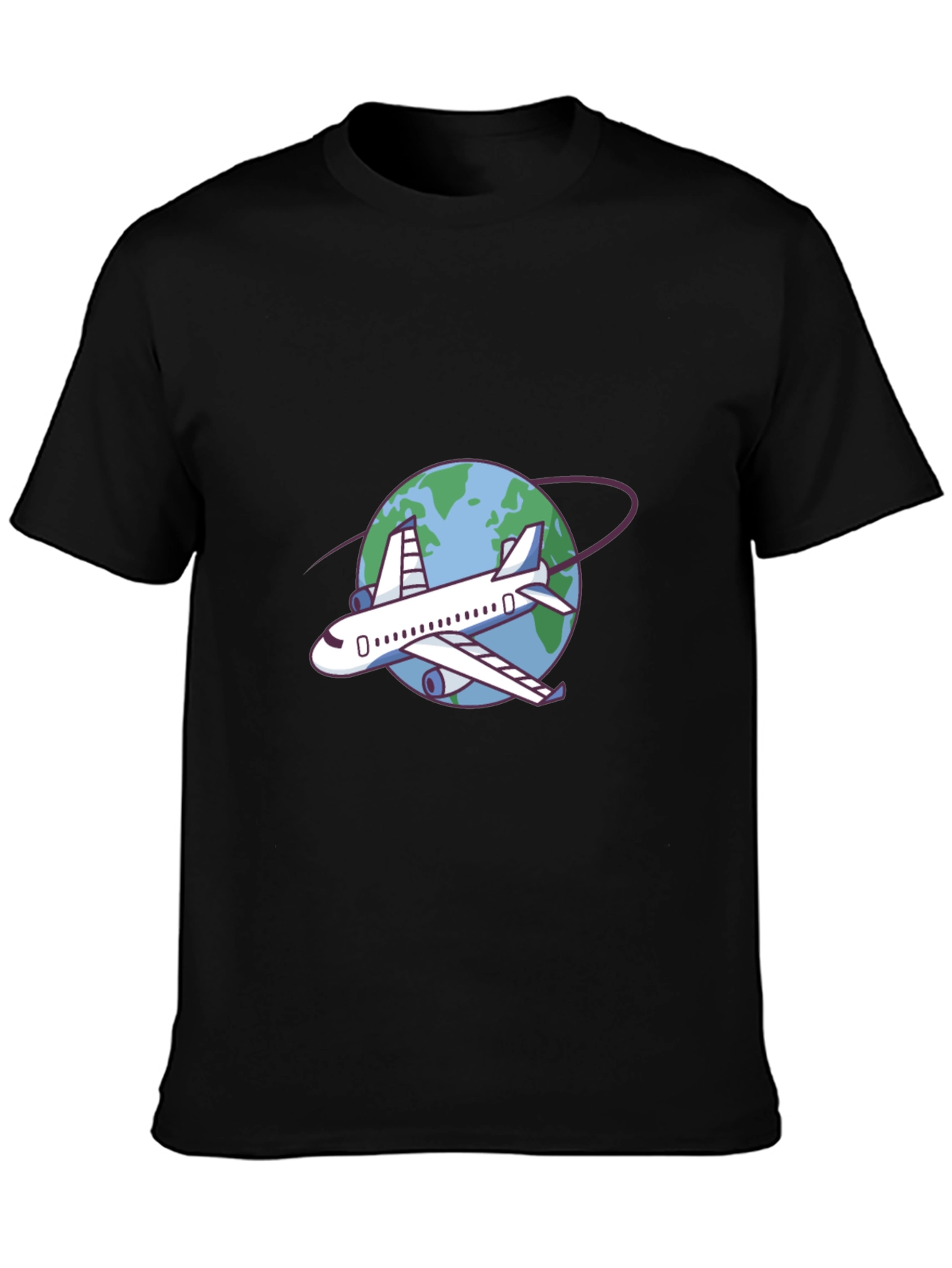 Airplane Around the World Black T-Shirt