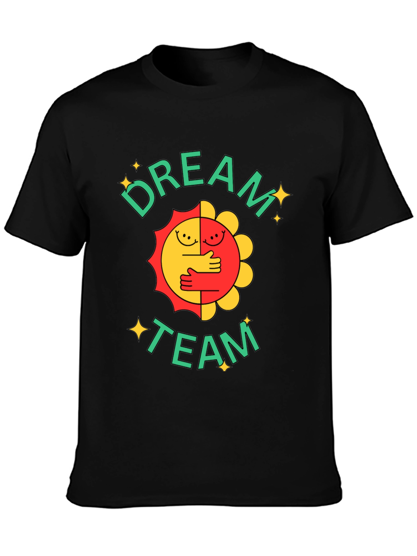 Dream Team Graphic Tee - Black Cotton Blend T-Shirt
