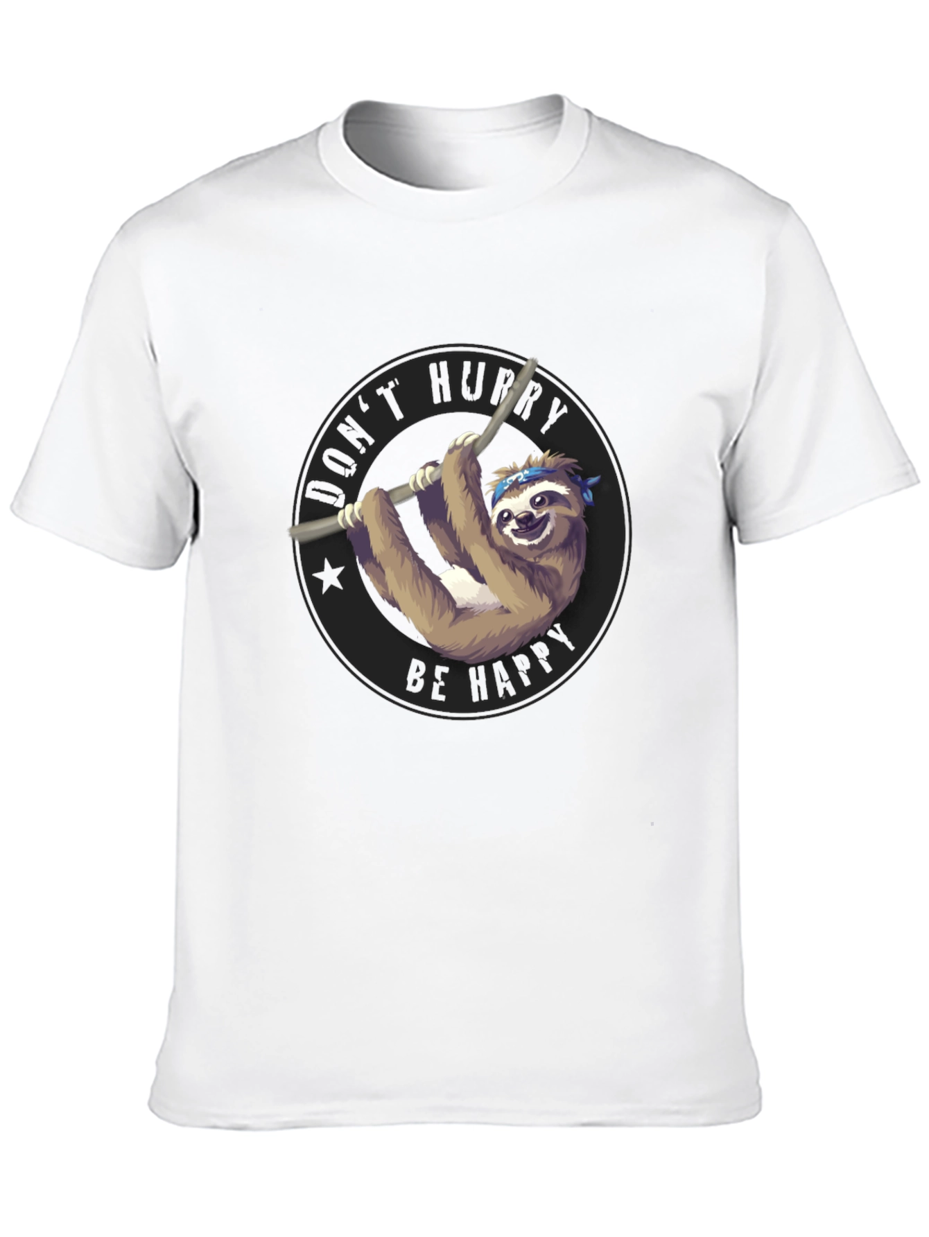 Mens Black T-Shirt Sloth Graphic Tee