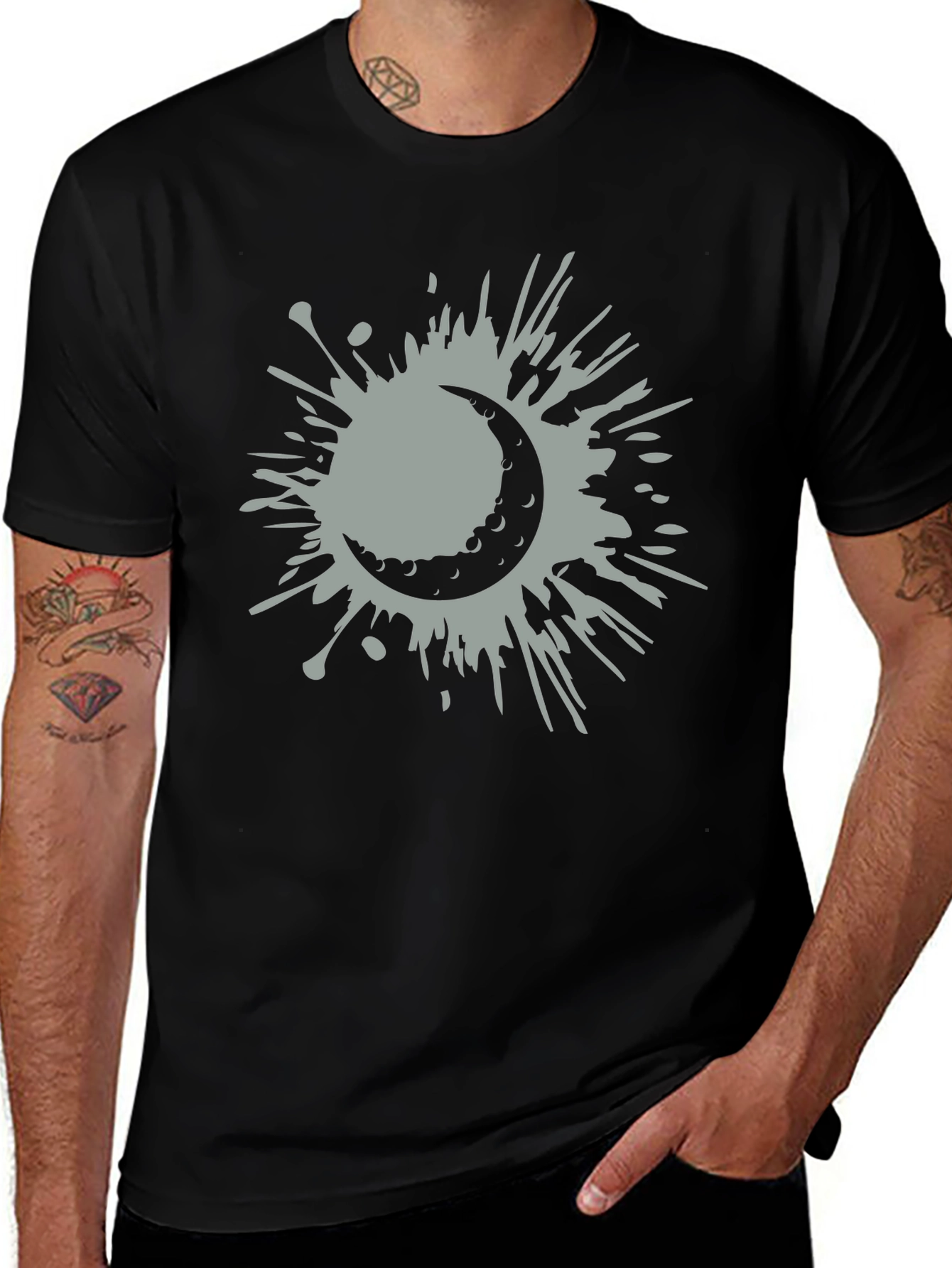 Crescent Moon Splatter Tee - Stylish Graphic T-Shirt