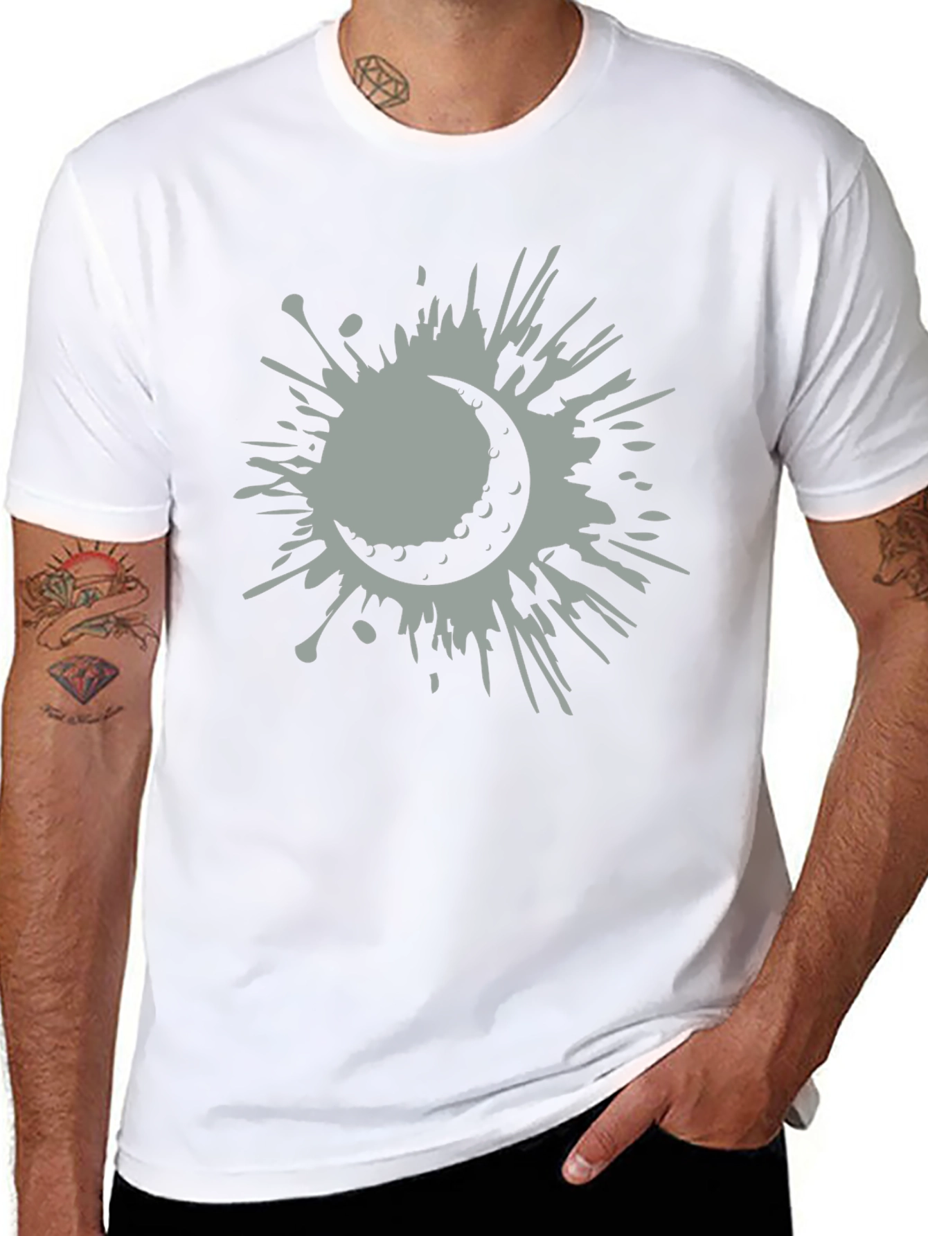 Crescent Moon Splatter Tee - Stylish Graphic T-Shirt