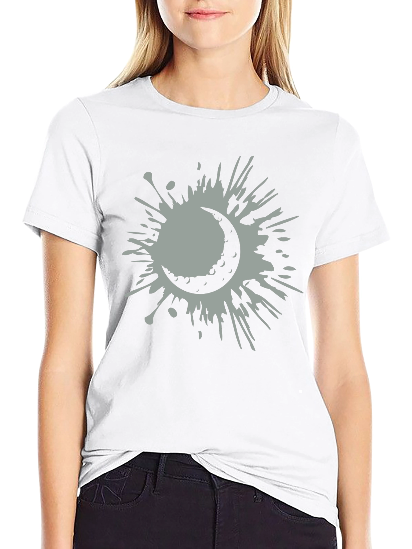 Crescent Moon Splatter Tee - Stylish Graphic T-Shirt
