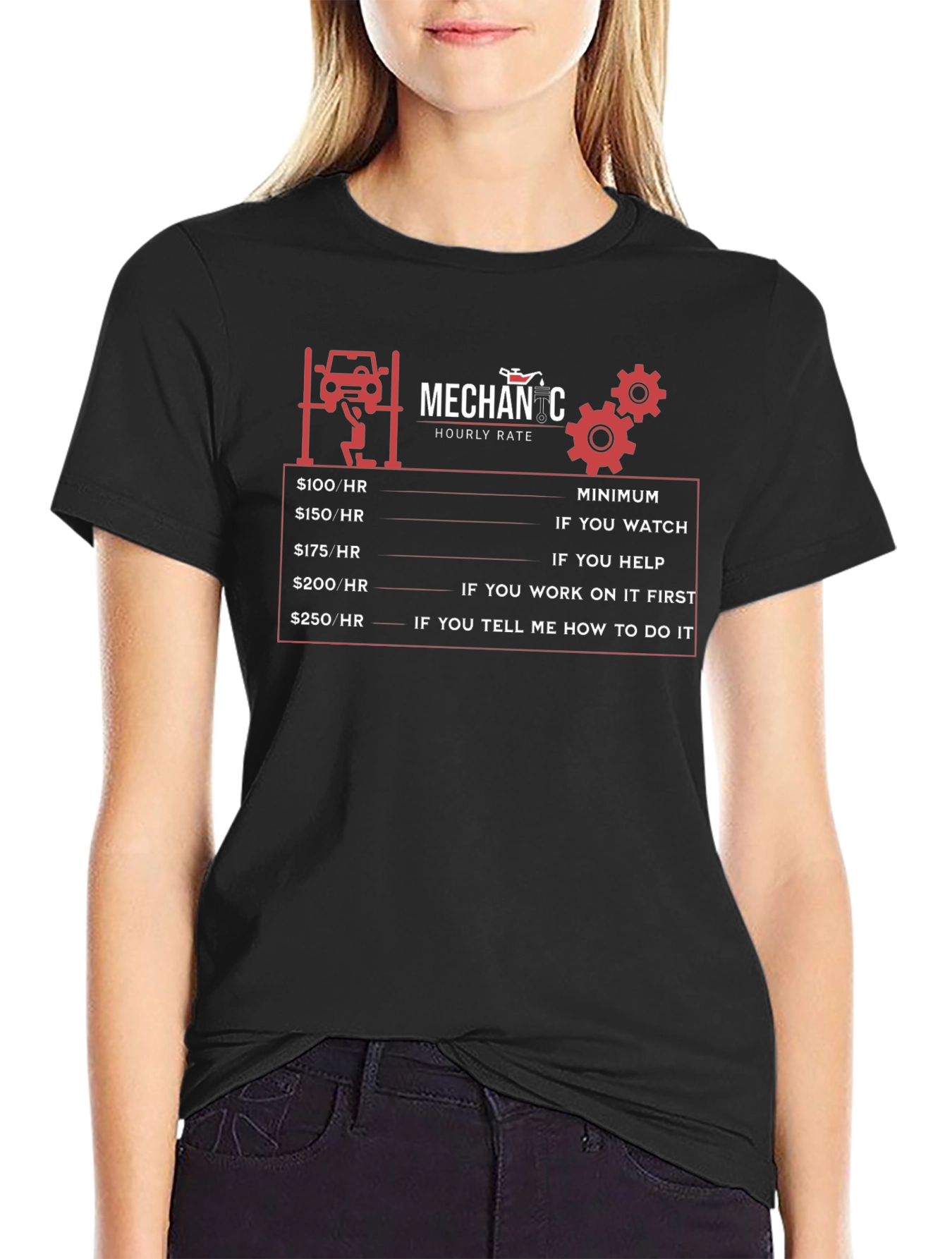 Mechanic Hourly Rate Humor Graphic T-Shirt