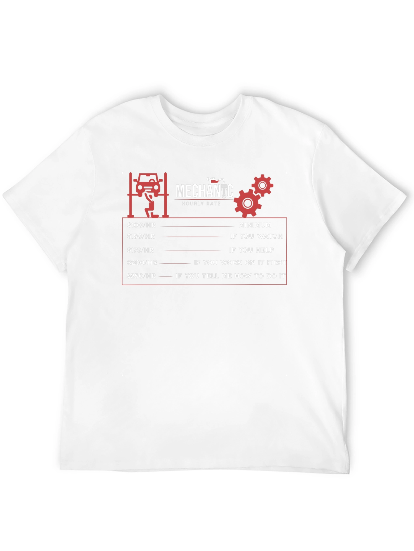 Mechanic Hourly Rate Humor Graphic T-Shirt
