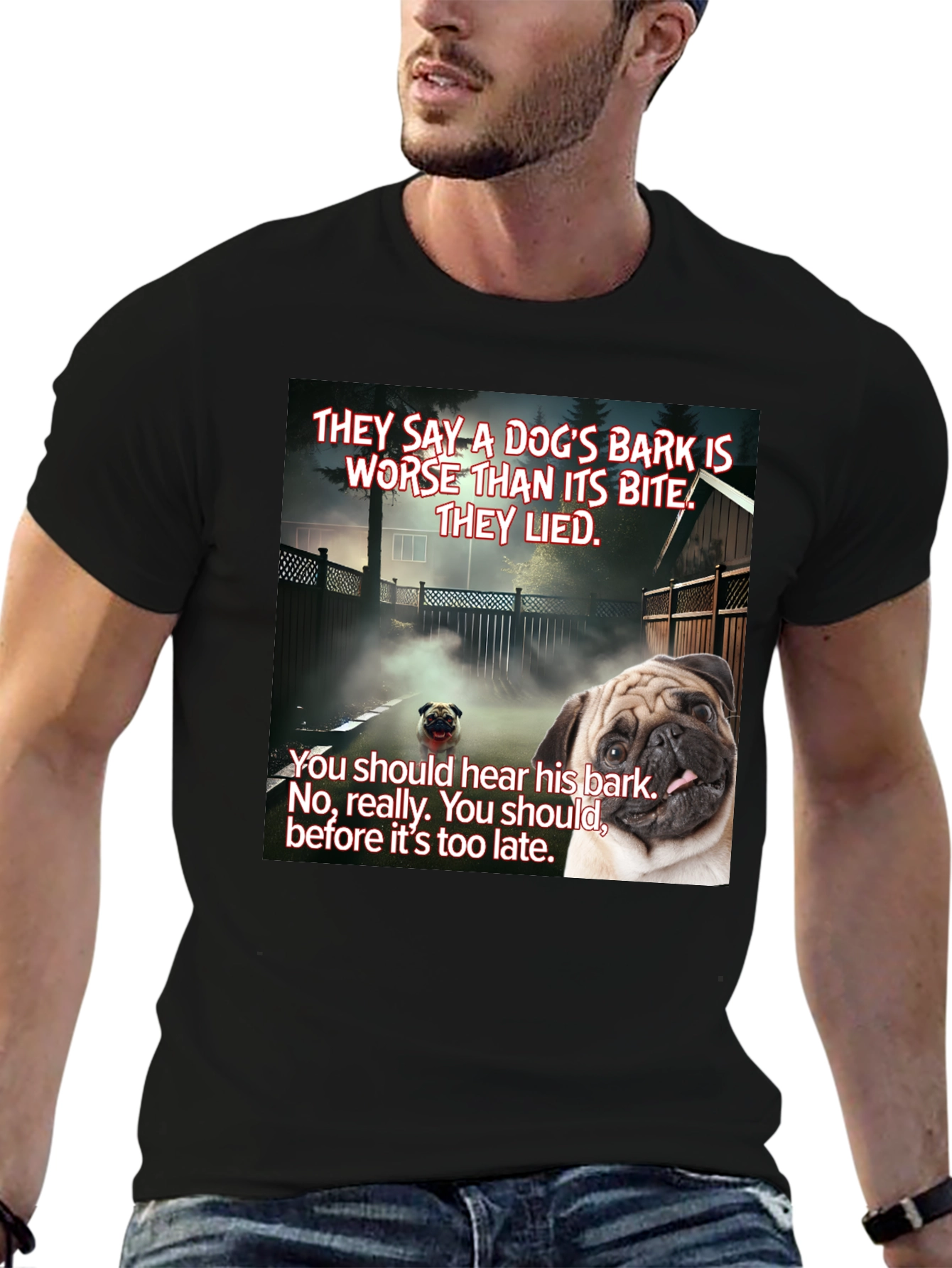 Dogs Bark Pug Graphic T-Shirt