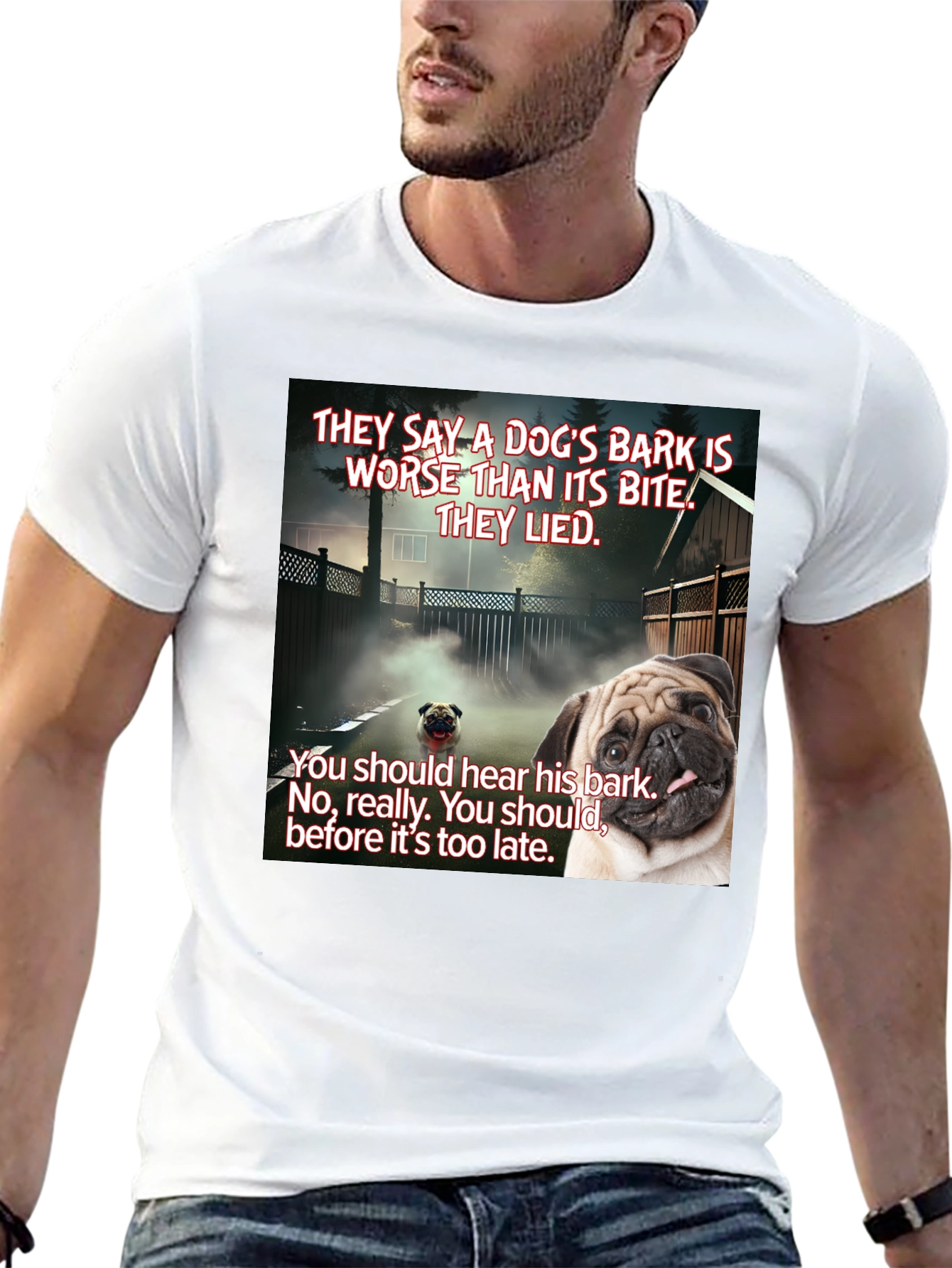 Dogs Bark Pug Graphic T-Shirt