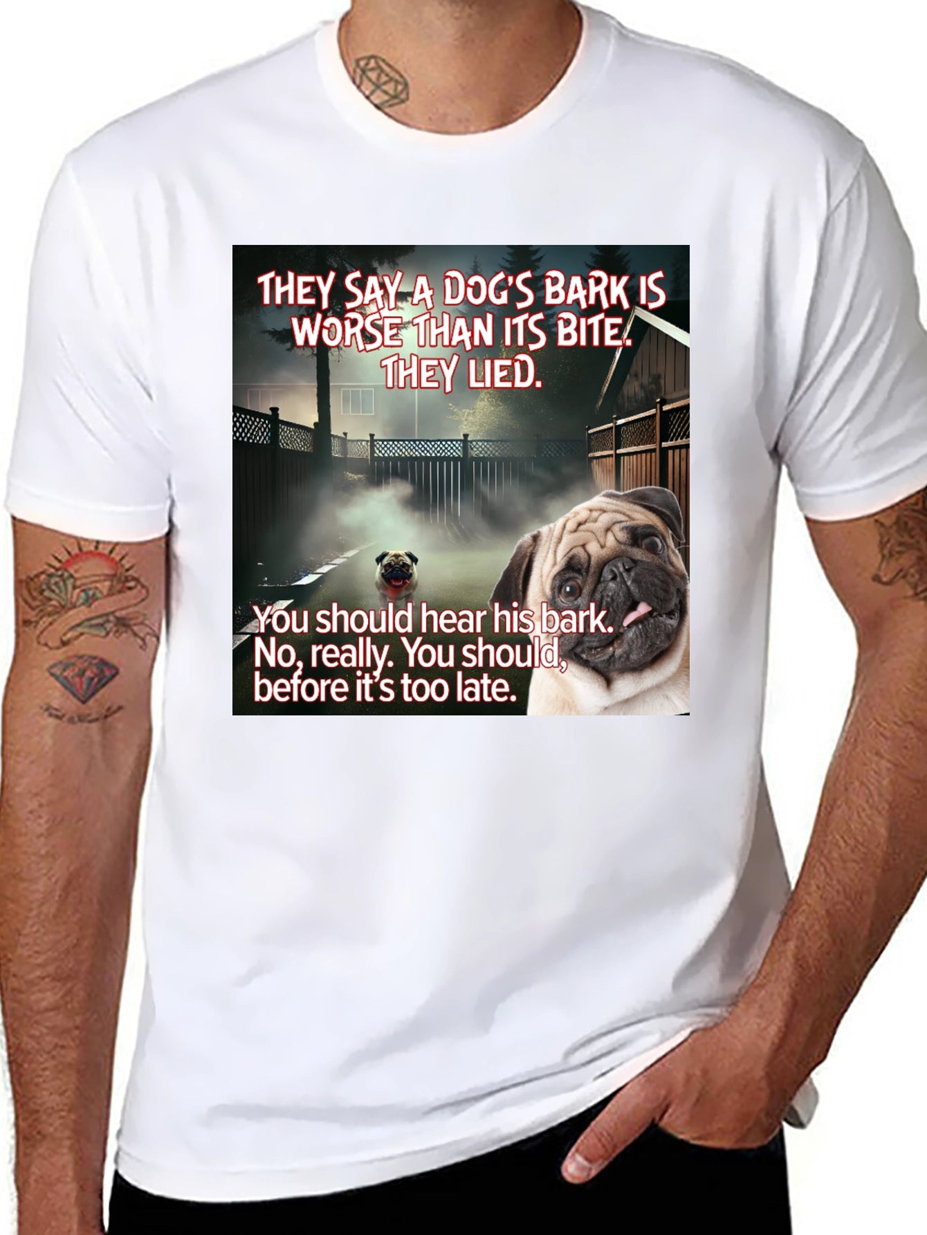 Dogs Bark Pug Graphic T-Shirt