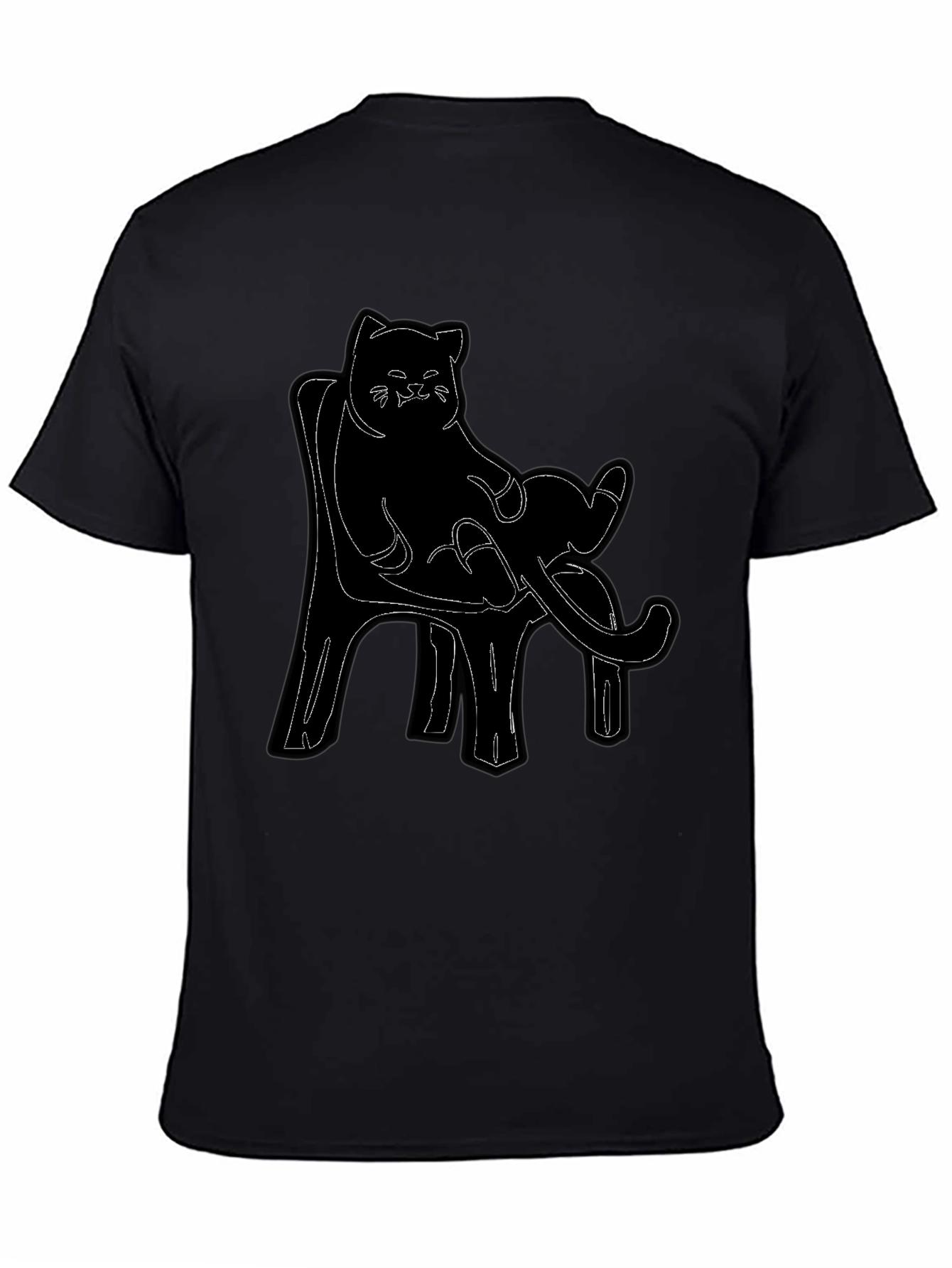 Cat on Chair Graphic Tee - Black
