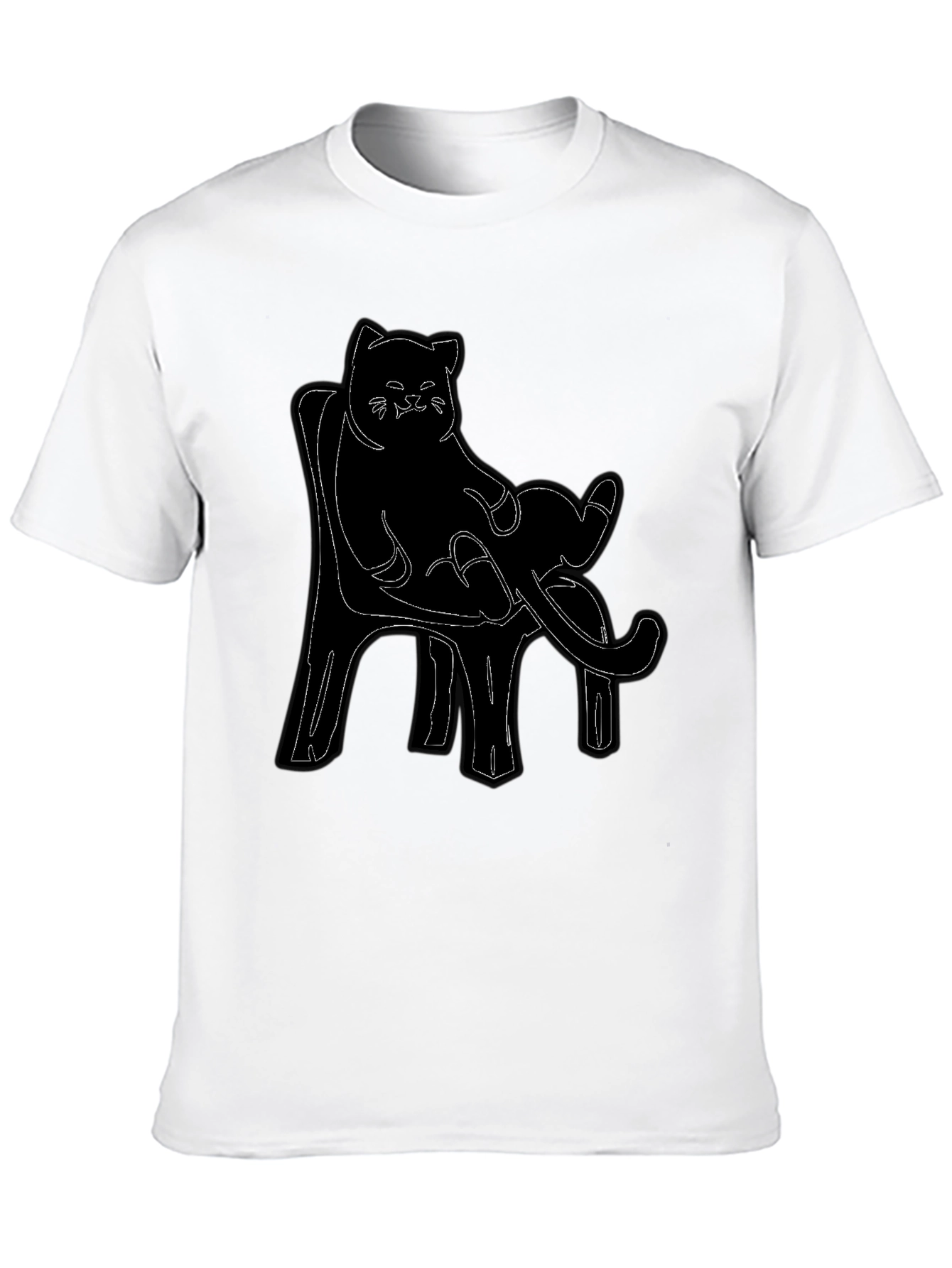 Cat on Chair Graphic Tee - Black