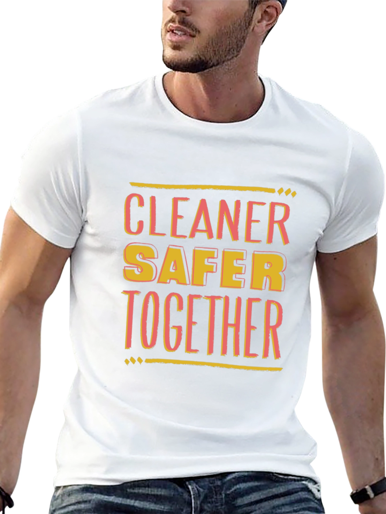 Cleaner Safer Together Black Graphic T-Shirt