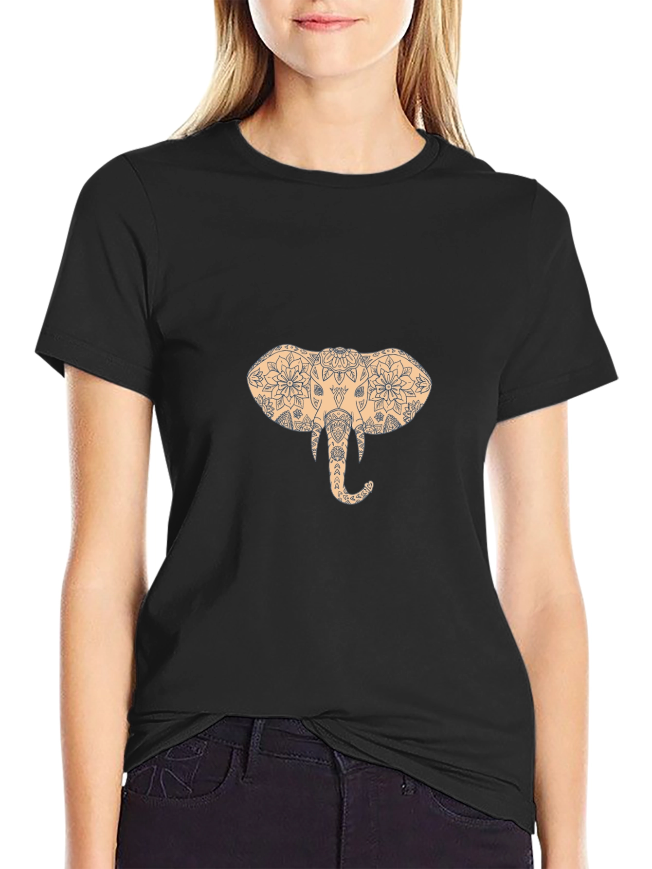 Elephant Mandala Graphic Print T-Shirt