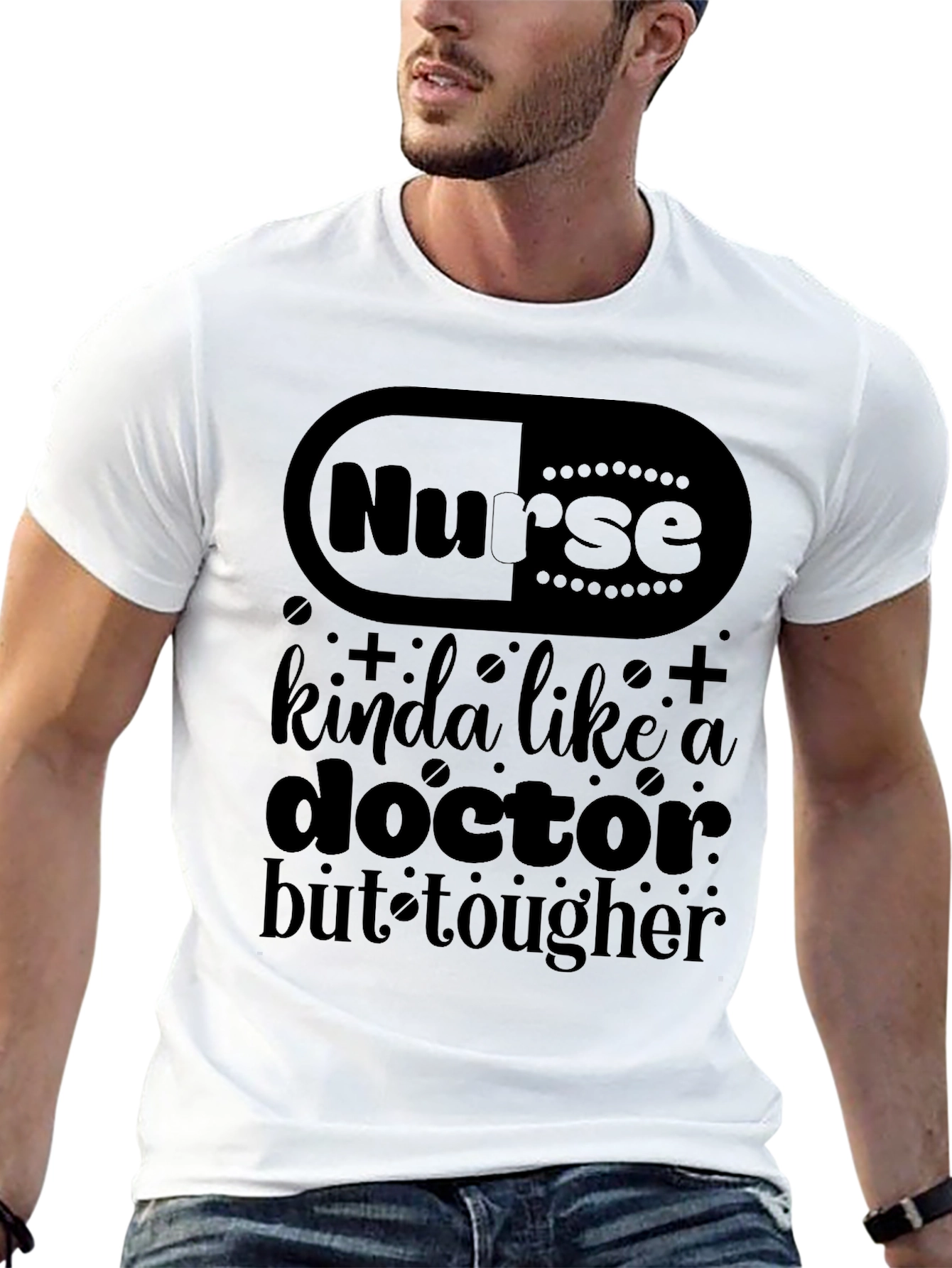 Nurse Tougher Than a Doctor Black Graphic T-Shirt