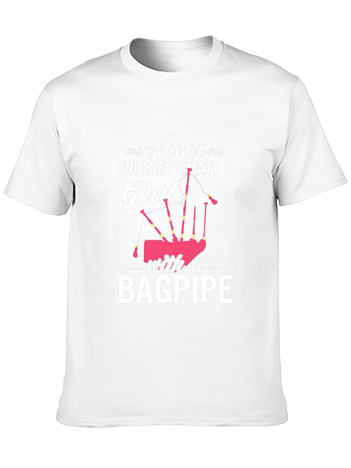 Never Underestimate Girl with Bagpipe Black T-Shirt