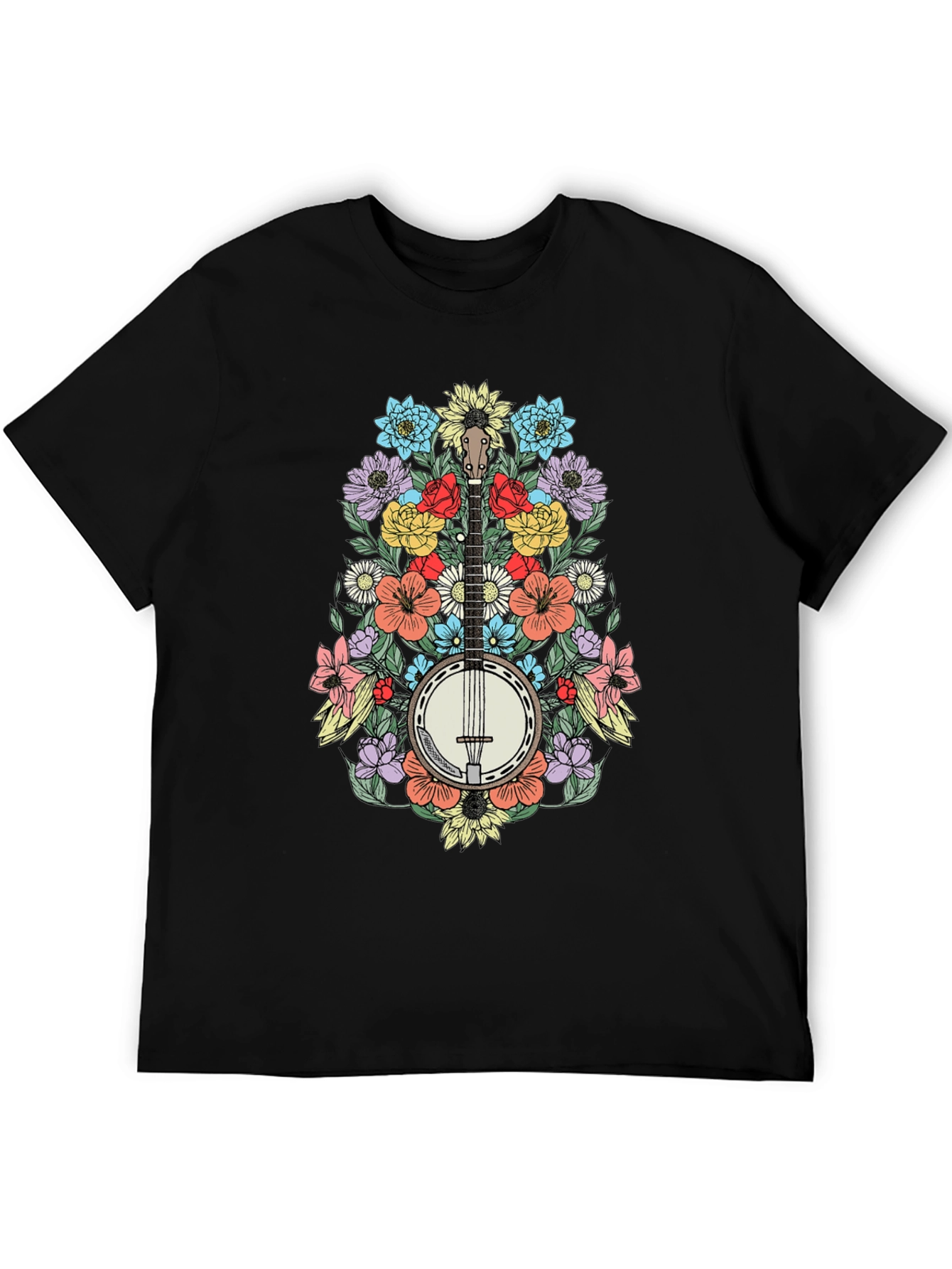 Banjo & Flowers Graphic Tee - Black T-Shirt