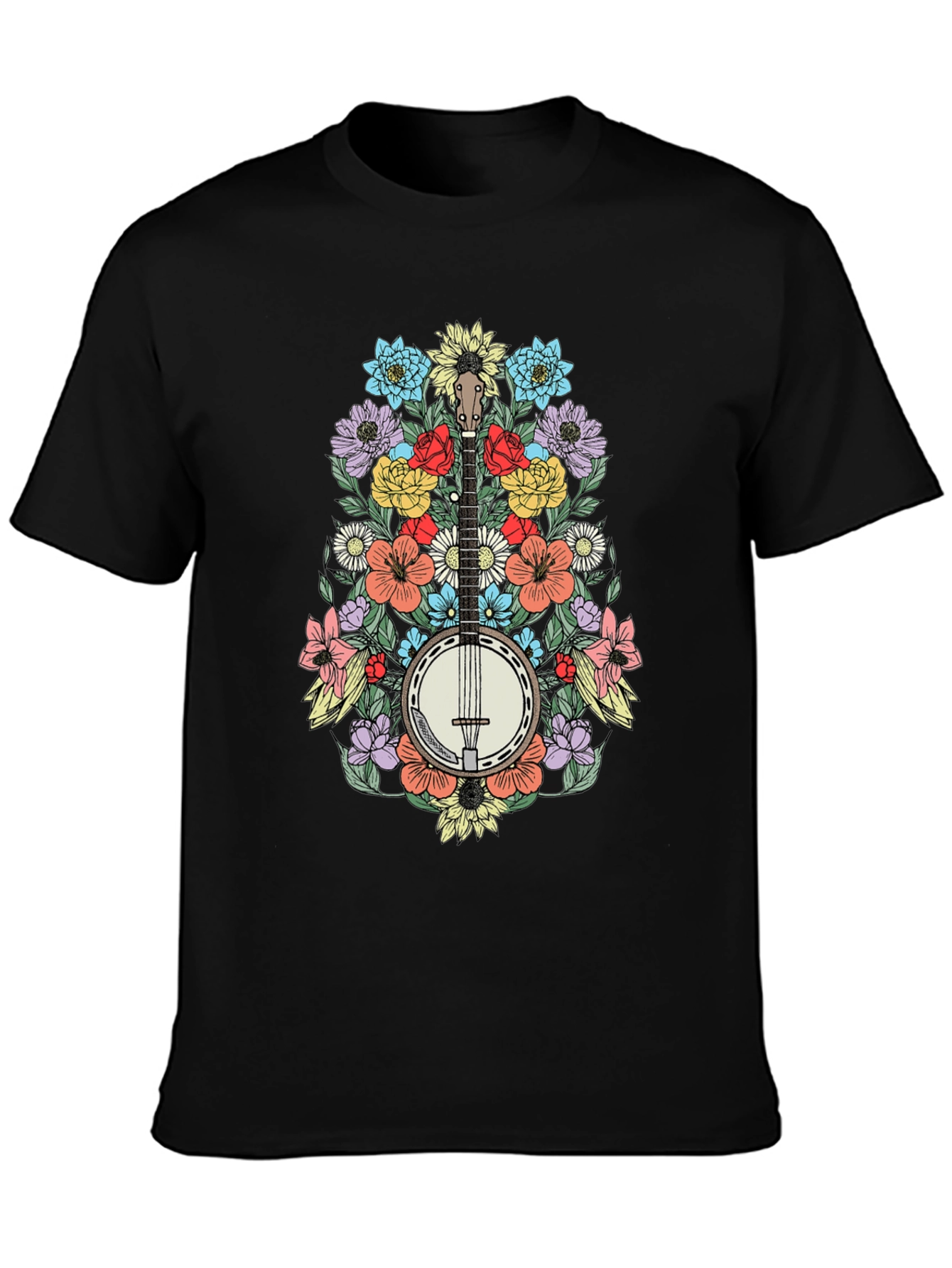 Banjo & Flowers Graphic Tee - Black T-Shirt