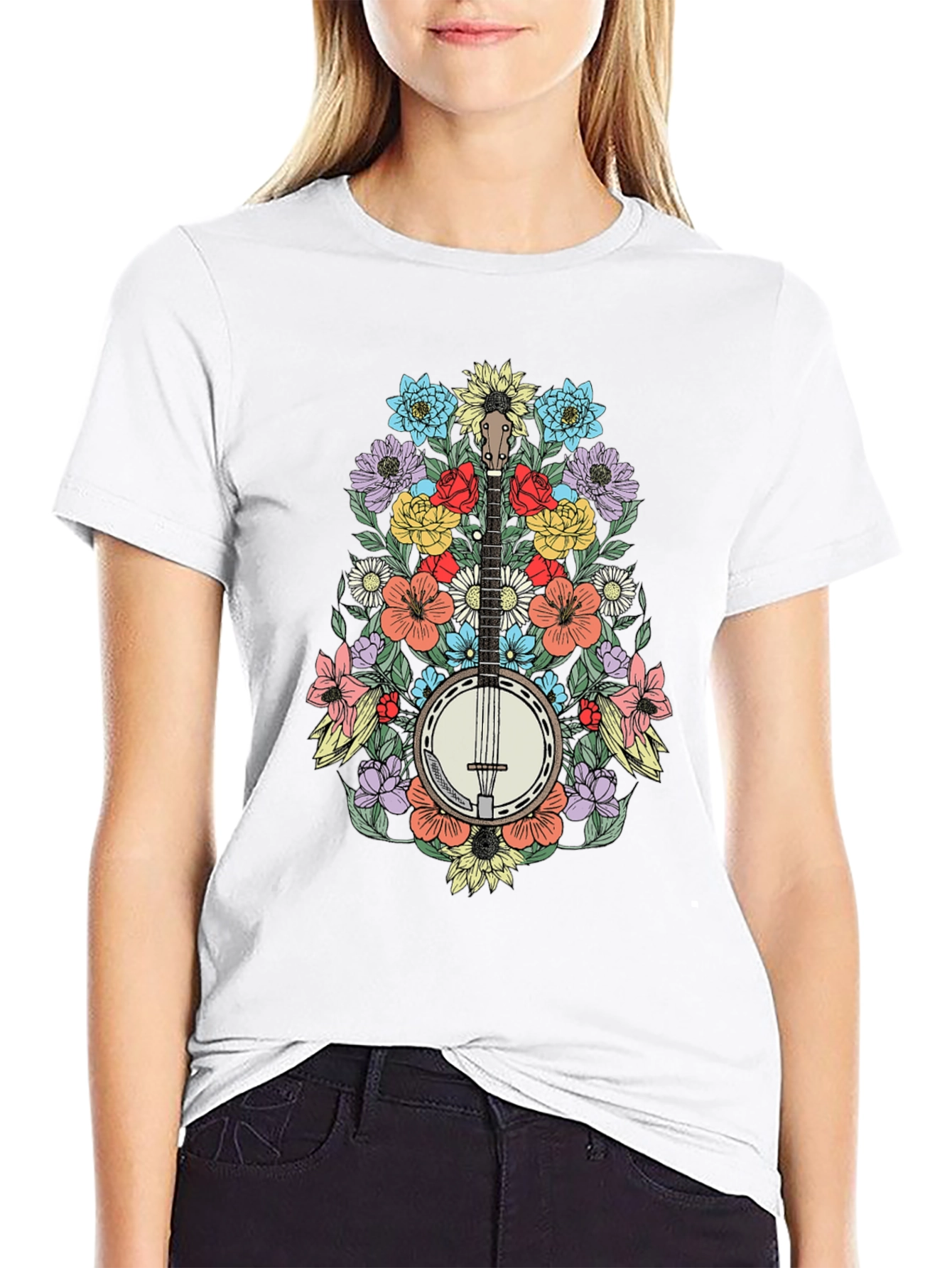 Banjo & Flowers Graphic Tee - Black T-Shirt