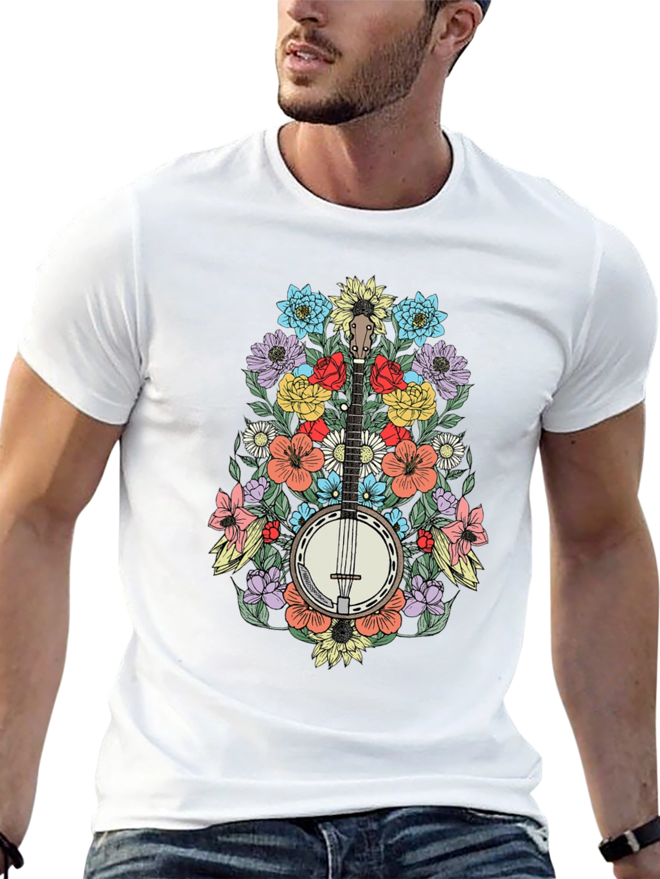 Banjo & Flowers Graphic Tee - Black T-Shirt
