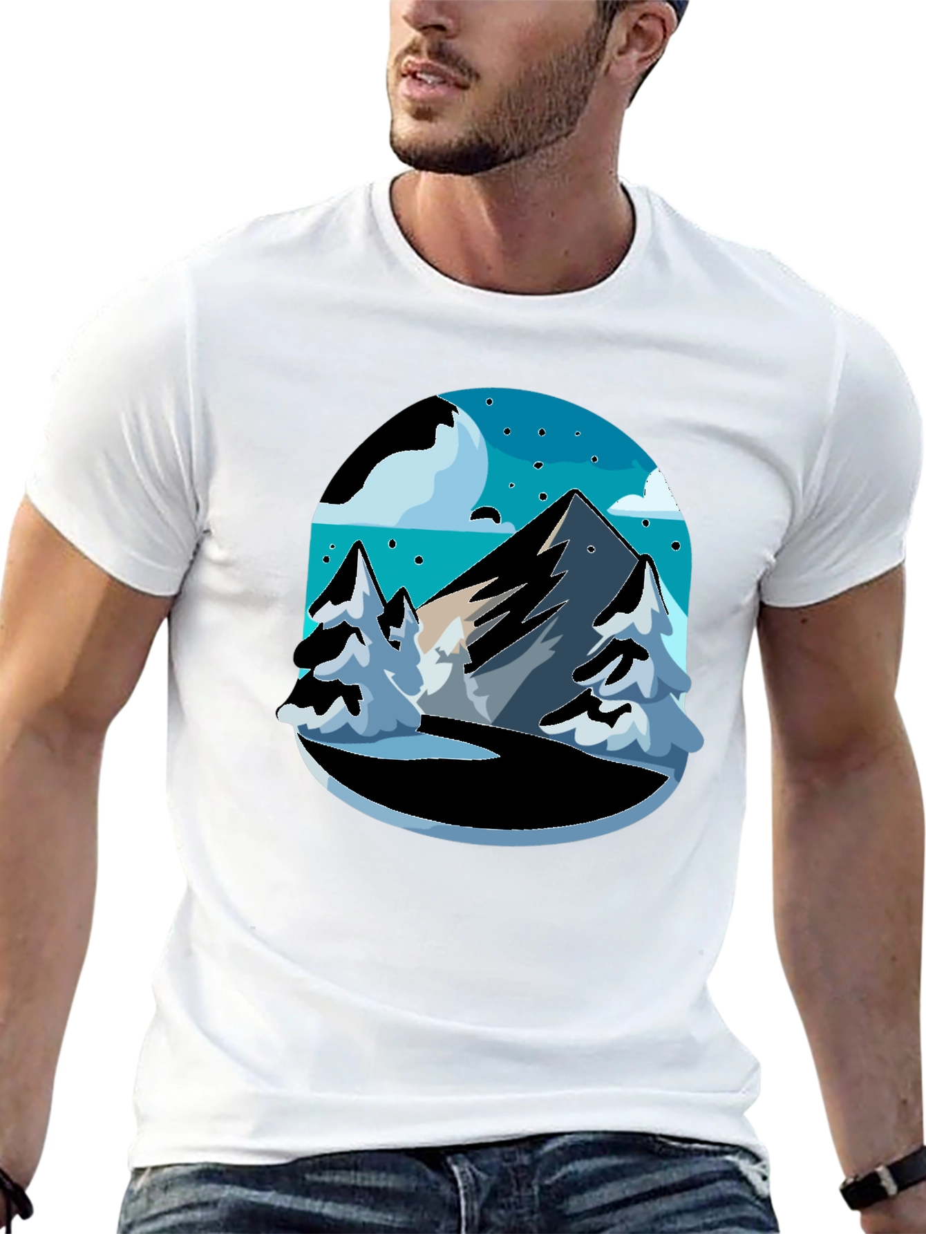 Mountain Scene Black Tee - Adventure Ready!