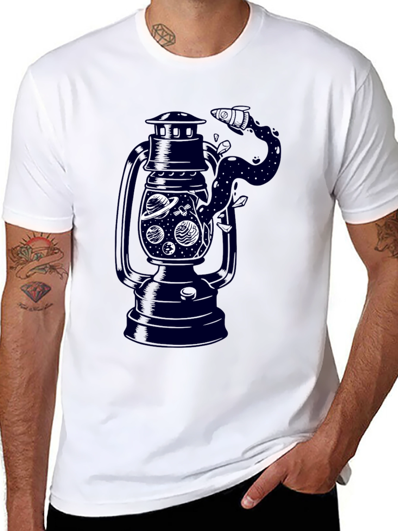 Mens Black Graphic T-Shirt - Lantern Space Design