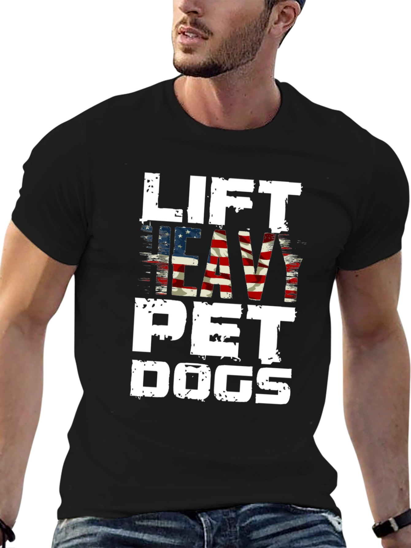 Lift Heavy Pet Dogs Patriotic Graphic Tee