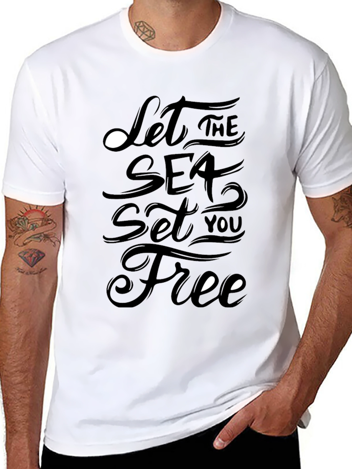 Let The Sea Set You Free Black T-Shirt
