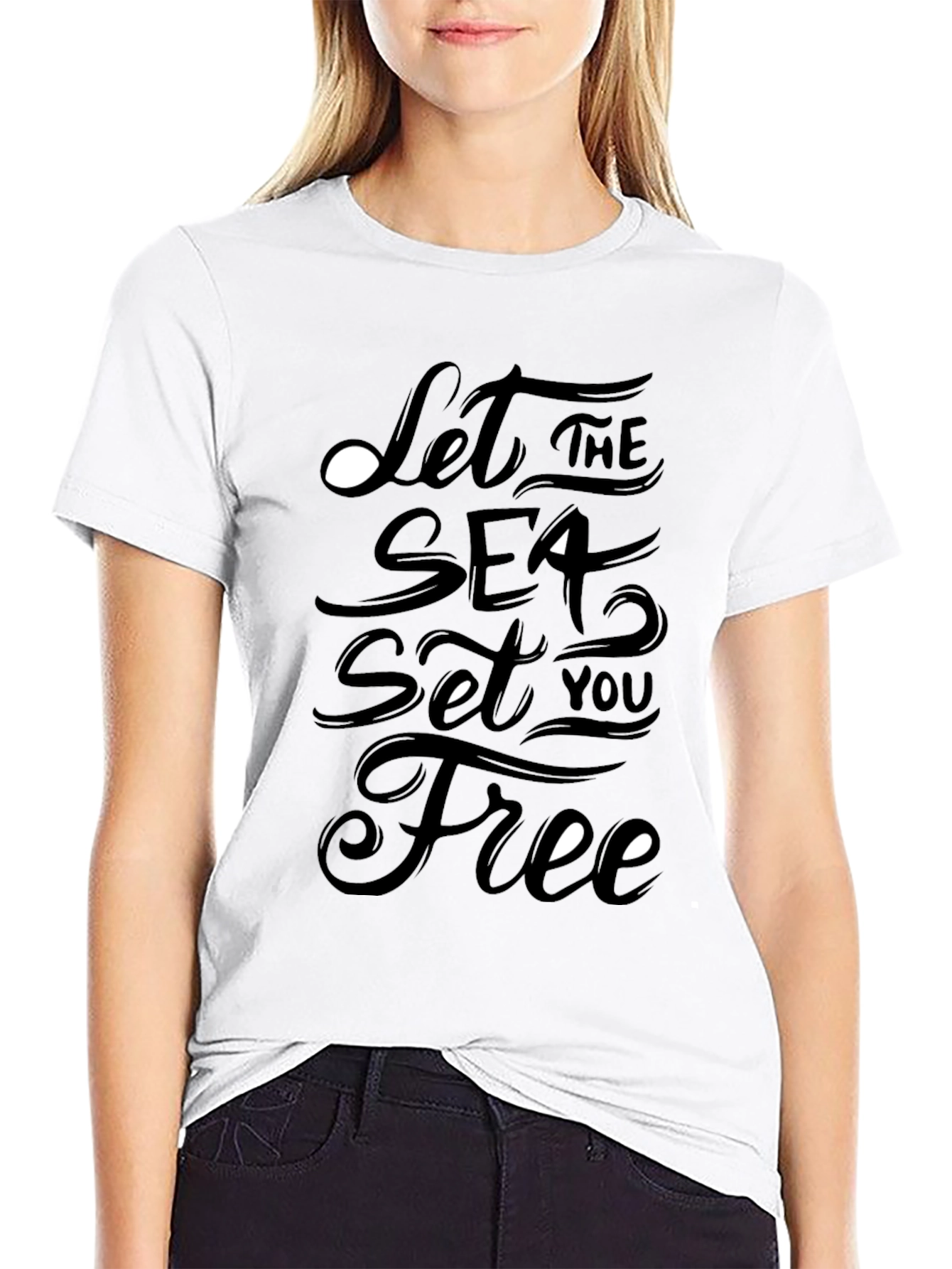 Let The Sea Set You Free Black T-Shirt