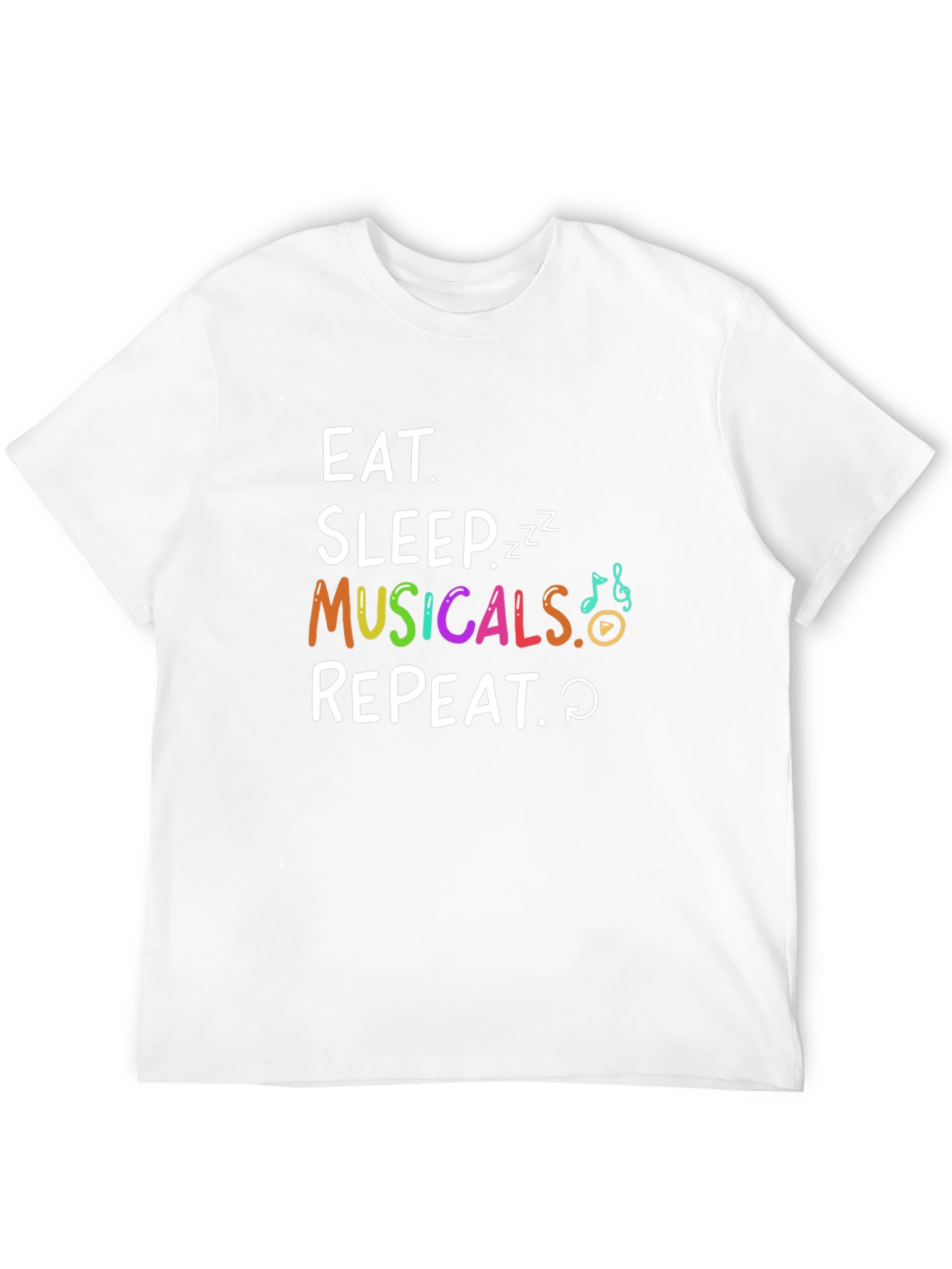 Eat Sleep Musicals Repeat Black T-Shirt