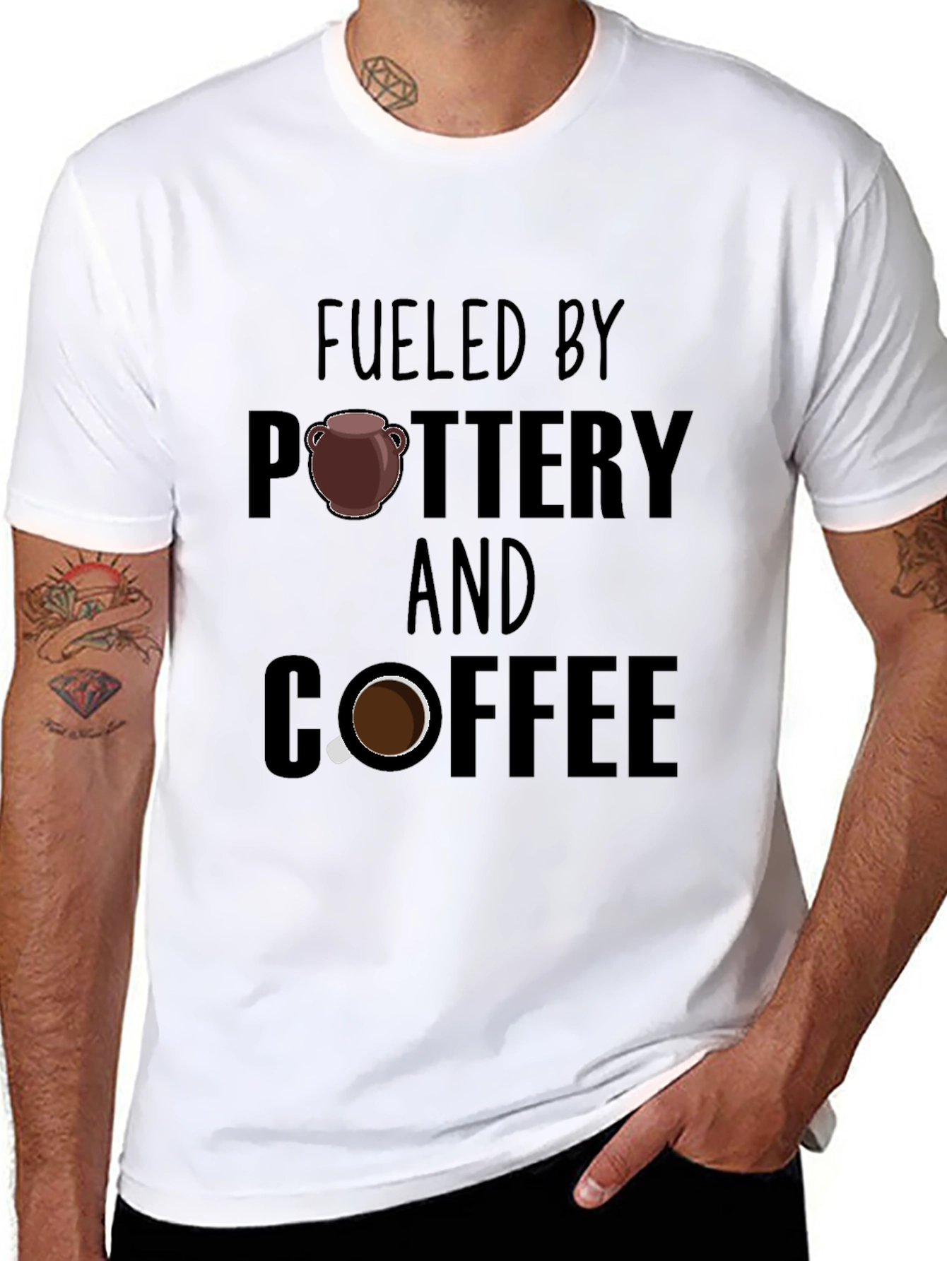 Fueled by Pottery and Coffee Black T-Shirt