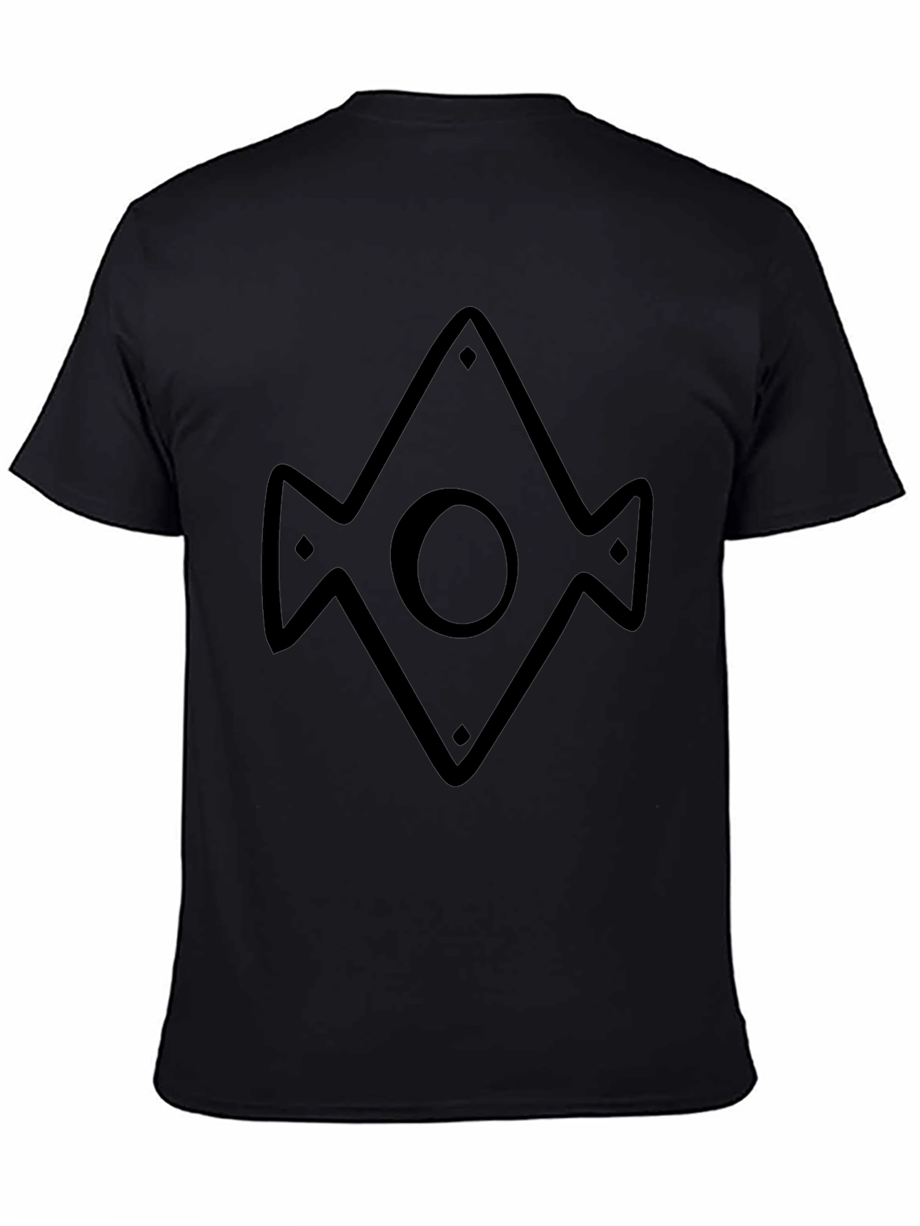 Geometric Diamond Pattern Black T-Shirt
