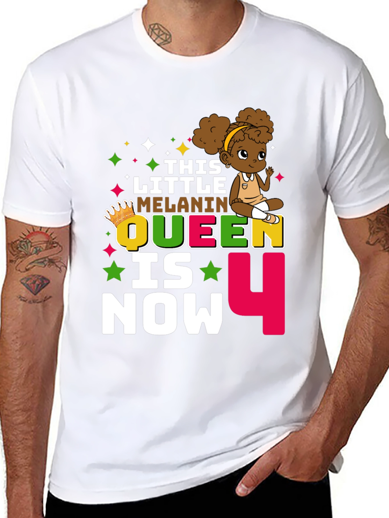 Little Melanin Queen Birthday T-Shirt - 4th Birthday