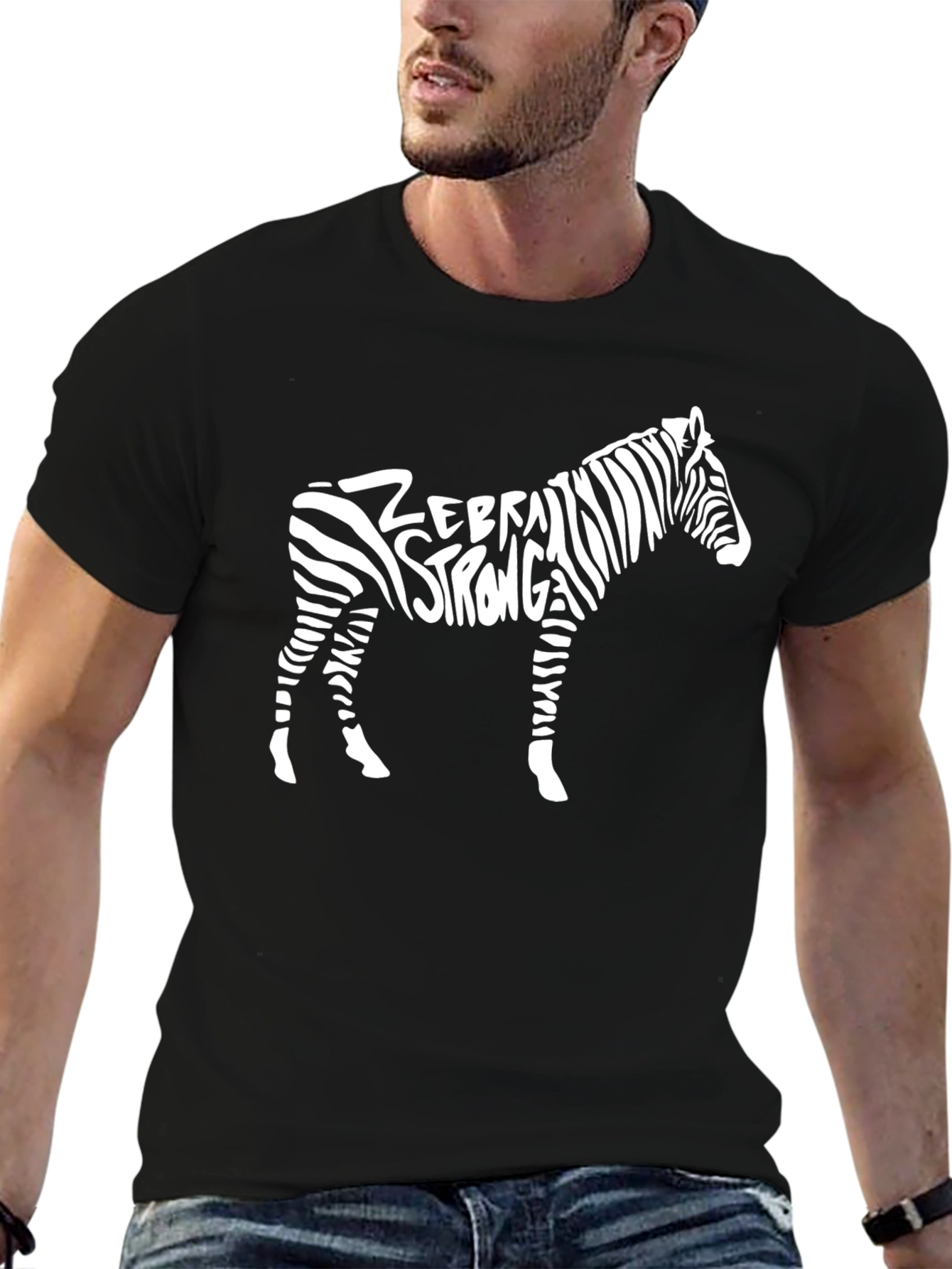 Zebra Strong Graphic Tee - Black Cotton T-Shirt